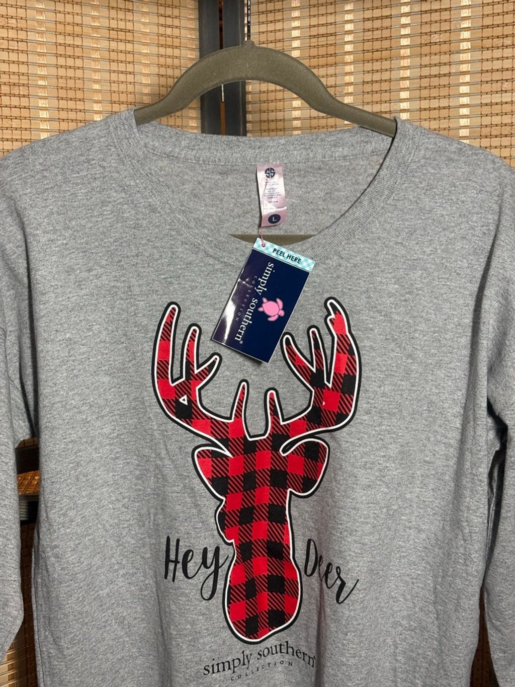 Other Simply Southern "Hey Deer" Gray Long Sleeve Cropped Tee Size L / US 10 / IT 46 - 2 Thumbnail