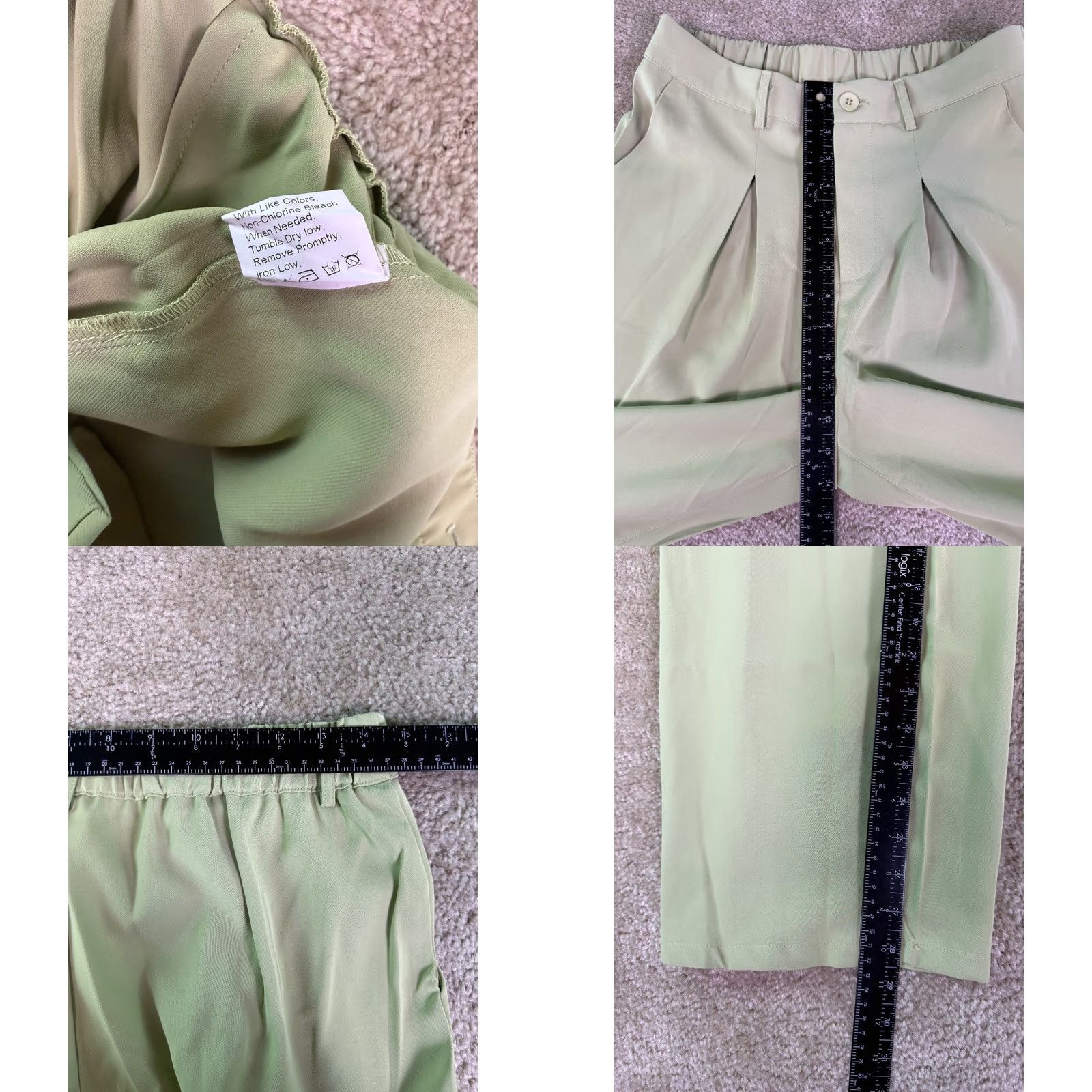 Vintage BTFBM Wide Leg Pants Green Size M Palazzo Smocked High Waist Pleated Size 32" / US 10 / IT 46 - 8 Thumbnail