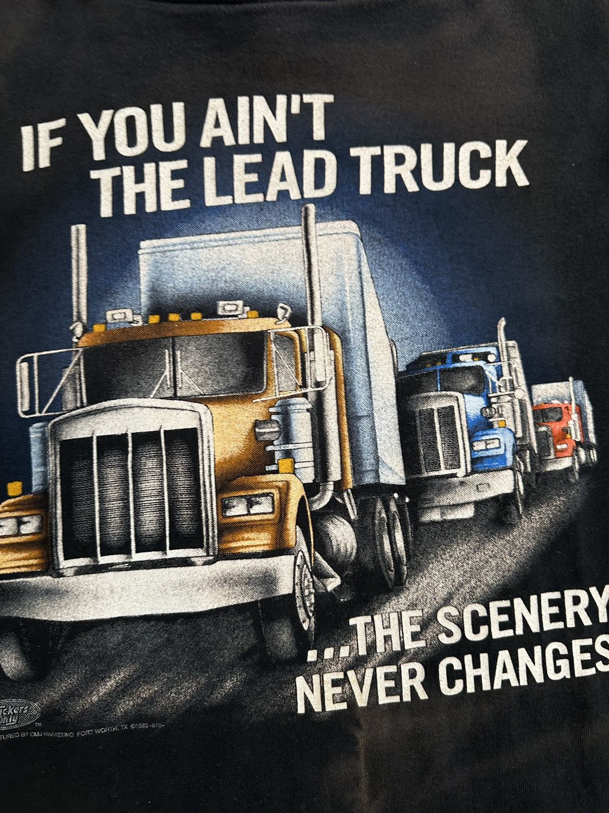 Vintage 1993 Black Distressed " Lead Truck " 18 Wheeler Tee Large Size US L / EU 52-54 / 3 - 3 Thumbnail