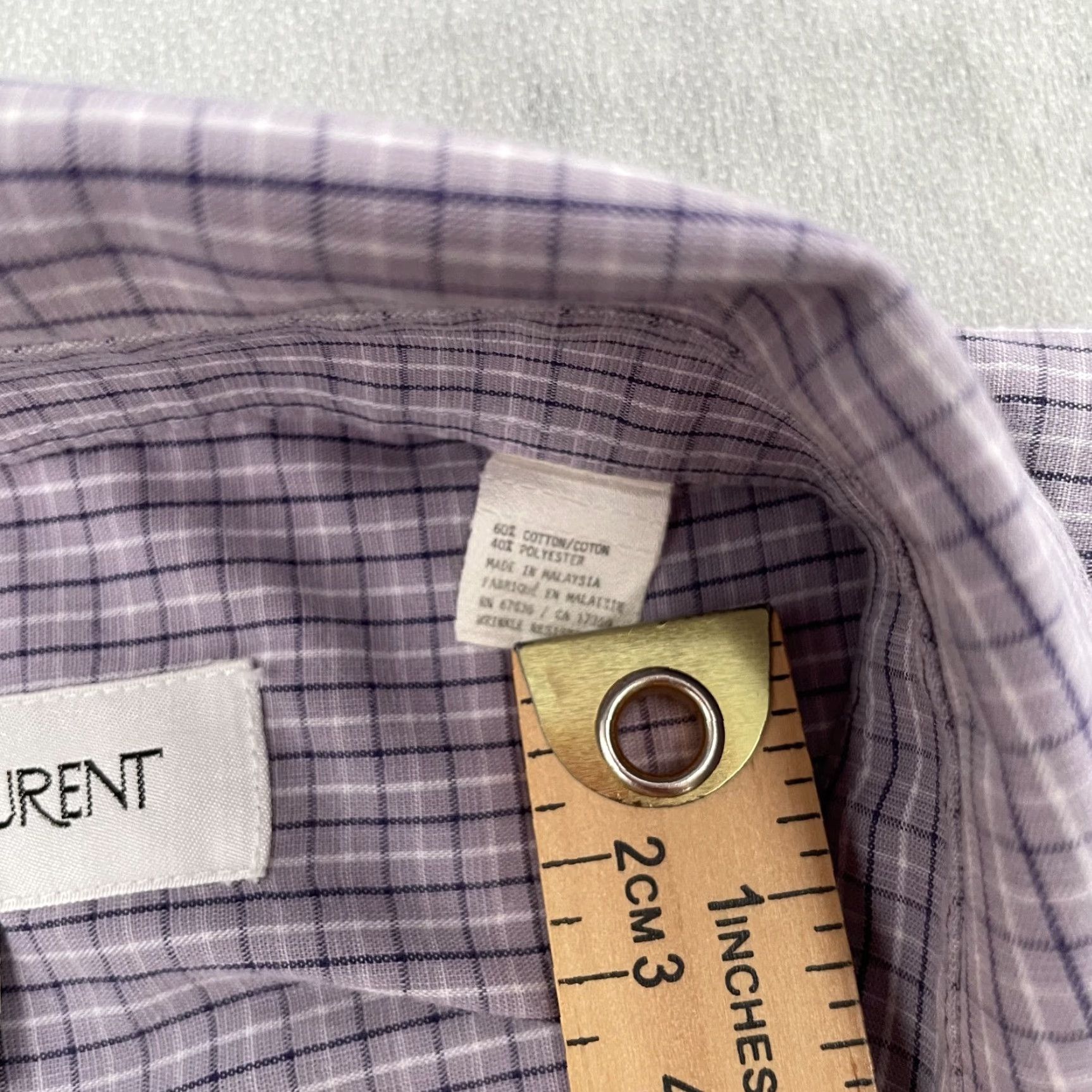 Yves Saint Laurent YSL Saint Laurent Shirt Adult XL Purple Button-Up Long Sleeve Mens French Cuff Casual Formal Business Check Blue Size US XL / EU 56 / 4 - 6 Thumbnail