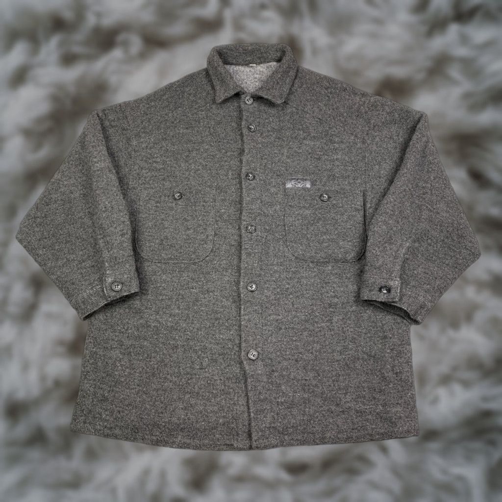 VINTAGE Oxbow Mens Jacket Shirt Gray Wool Blend Thick EUC 90s Time: Overcoat