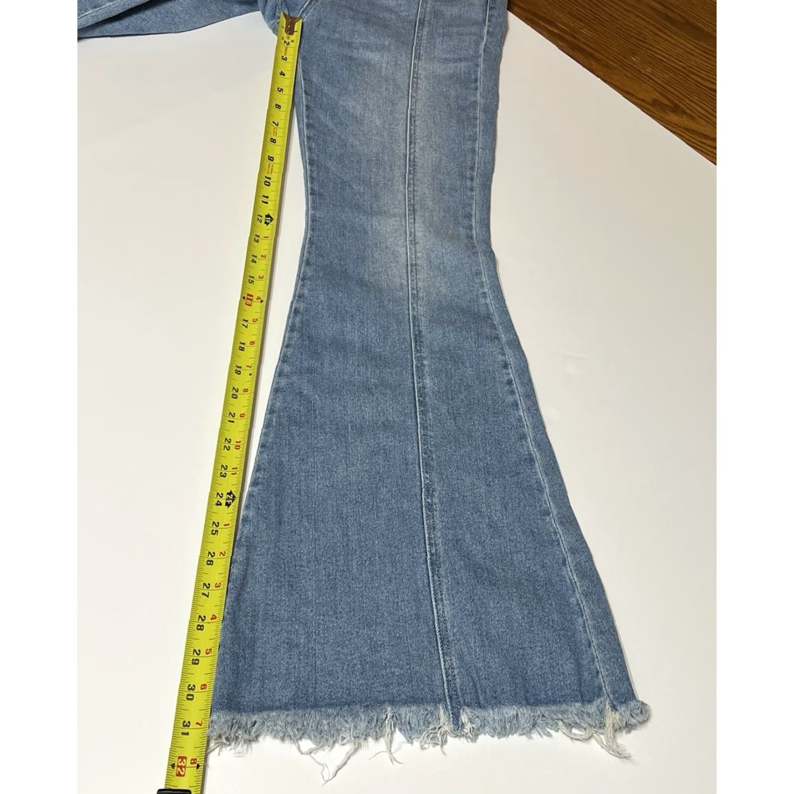 Vintage KanCan Jeans Front Seam High Rise Raw Hem Flare Jeans Women’s 28x31 Blue Size 28" / US 6 / IT 42 - 5 Thumbnail
