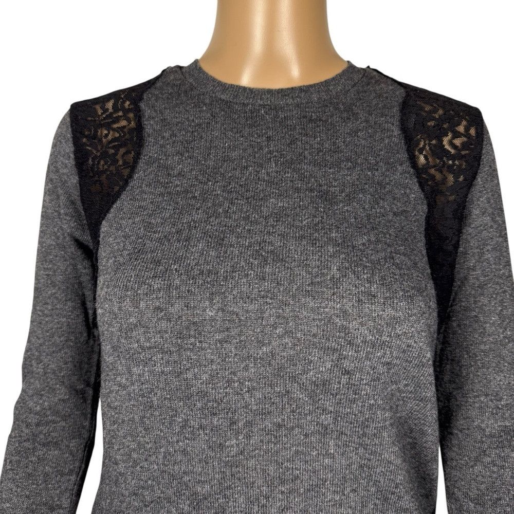 Zara NWT New Zara Knit Grey With Black Lace Angora Blend Sweater Size M / US 6-8 / IT 42-44 - 4 Thumbnail