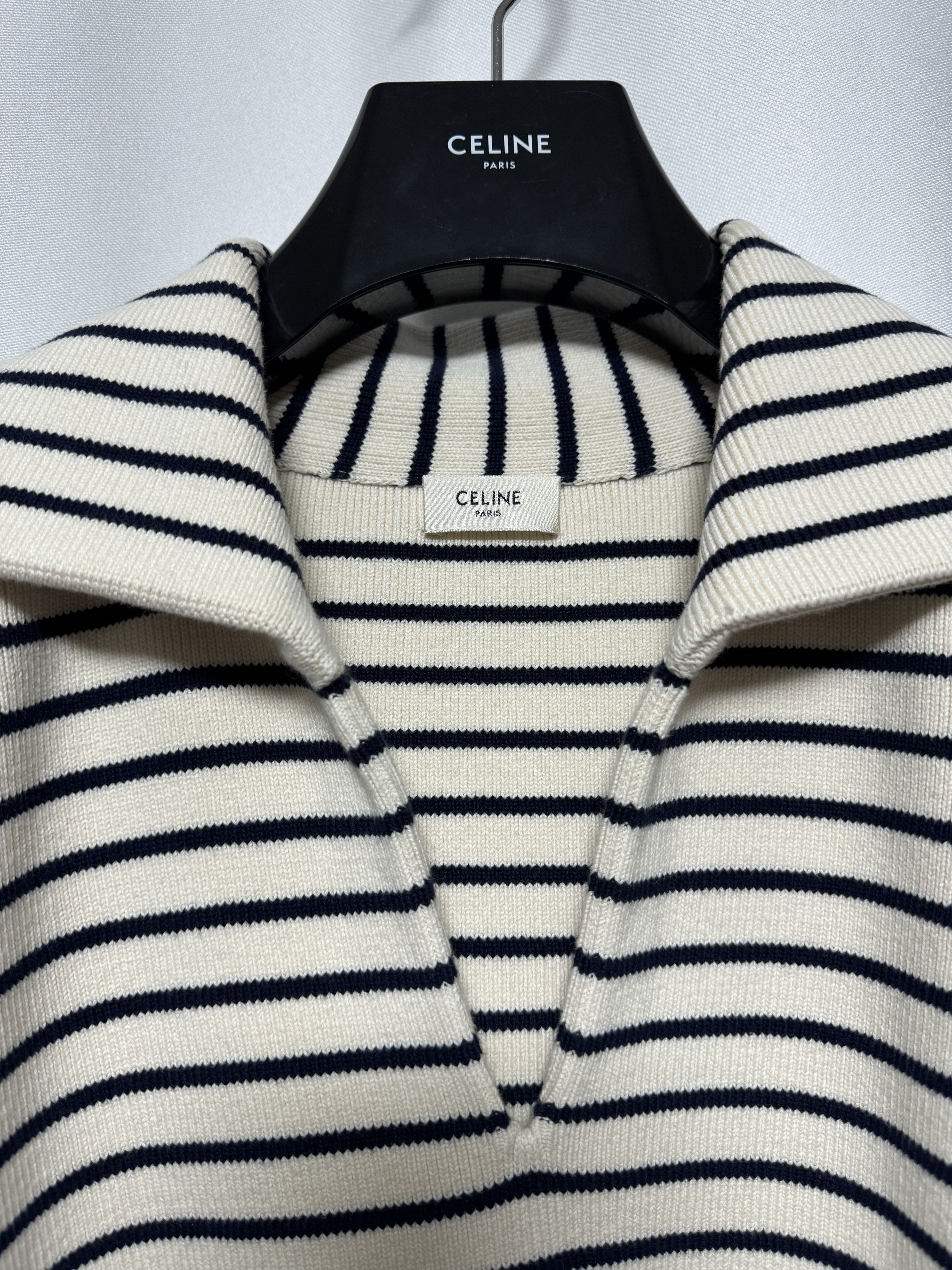 Celine SS20 Open Collar Striped Sweater Size US L / EU 52-54 / 3 - 2 Thumbnail