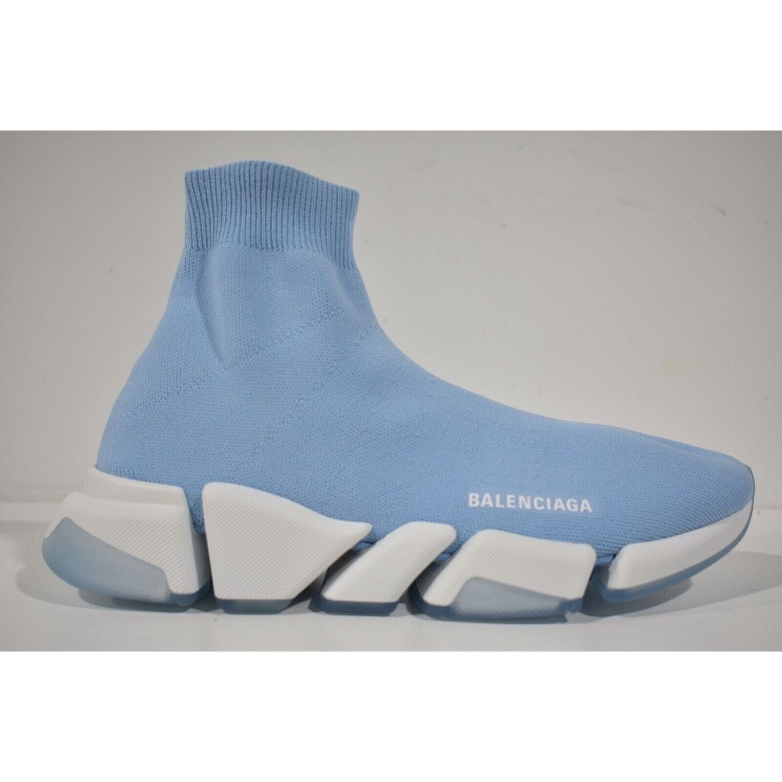 Balenciaga Balenciaga Mens Speed 2.0 Sock Blue White High Top Knit Size US 12 / EU 45 - 2 Thumbnail