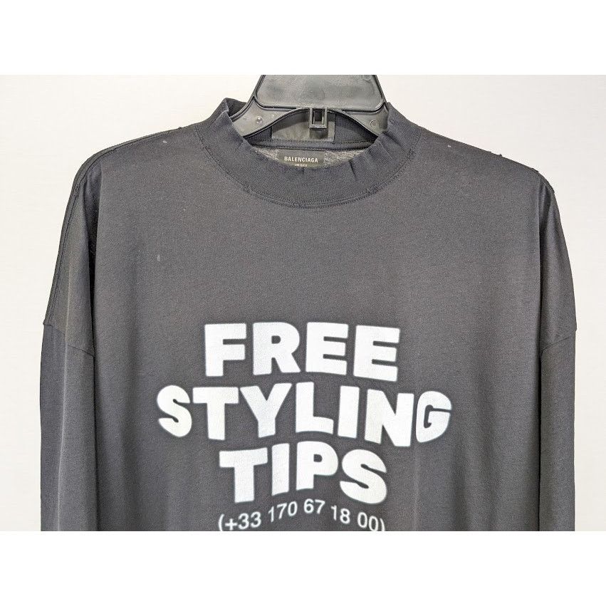 Balenciaga o1rshd1 Large Fit T-Shirt in Washed Black/White Size US S / EU 44-46 / 1 - 5 Thumbnail
