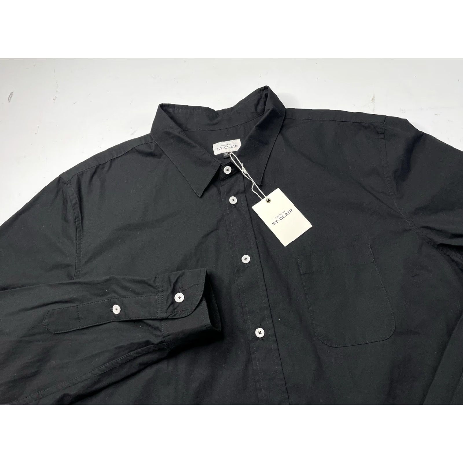 Vintage VINTAGE House of St Clair Shirt Black Long Sleeve Button-Up Mens 2XL Knit Cotton Pockets Casual 90s? Size US XXL / EU 58 / 5 - 2 Thumbnail