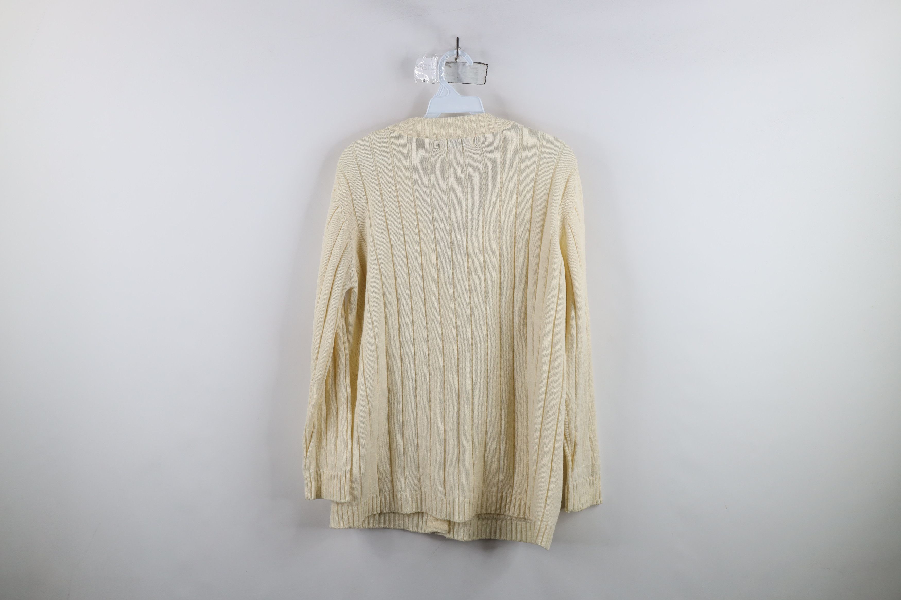 Vintage Vintage 70s Streetwear Ribbed Knit Cardigan Sweater Cream Size S / US 4 / IT 40 - 11 Thumbnail