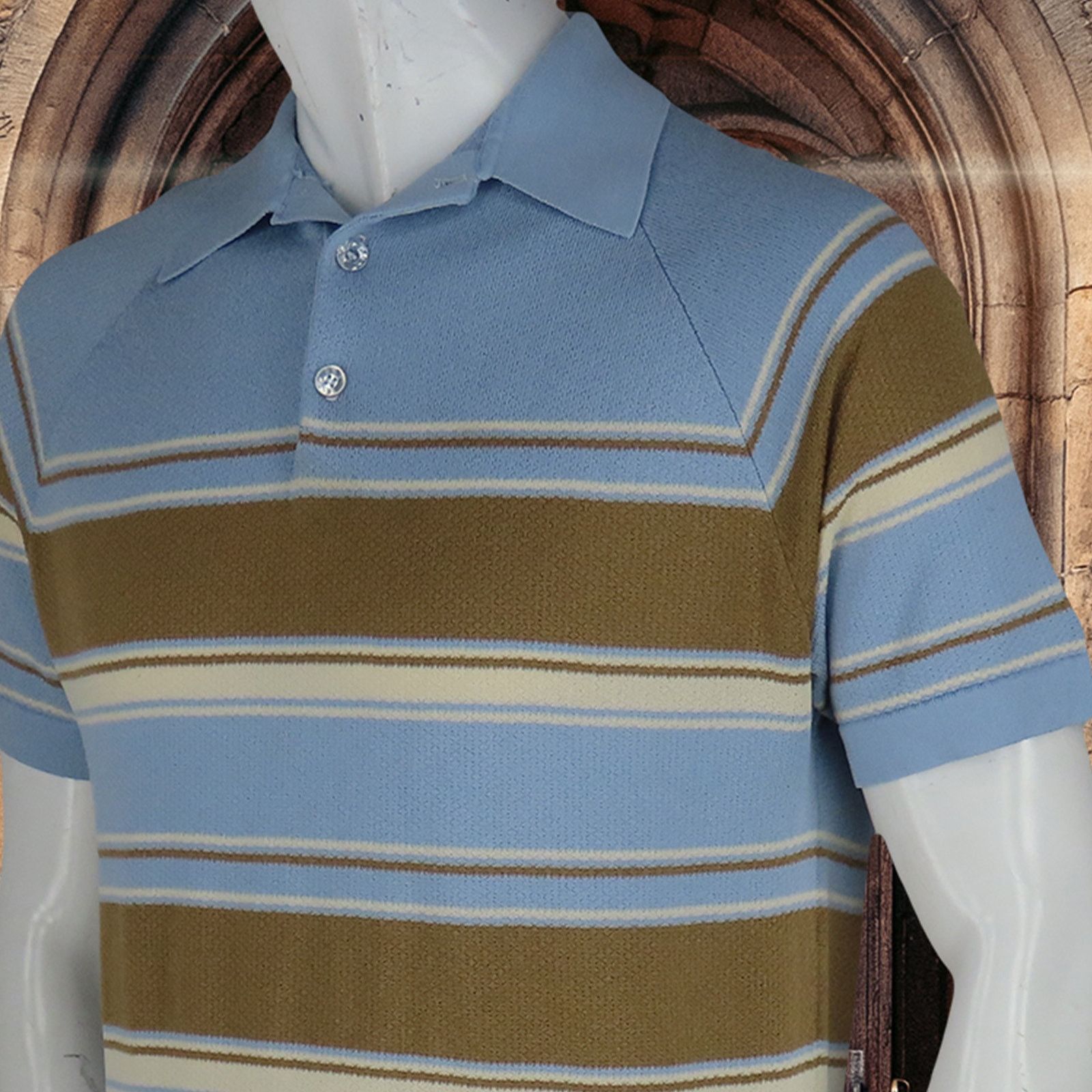 Other Vintage Striped Knit Polo Shirt M Artistic Retro Blend Size US M / EU 48-50 / 2 - 6 Thumbnail