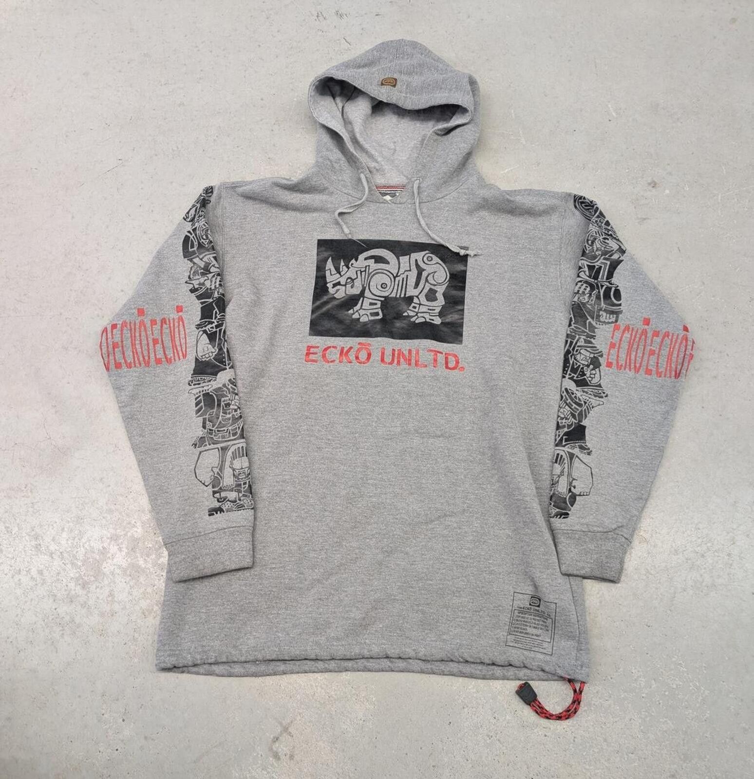 Ecko Unltd. Y2K Ecko Unltd Rhino Comic Graphic Sleeves Gray Hoodie Size US L / EU 52-54 / 3 - 1 Thumbnail