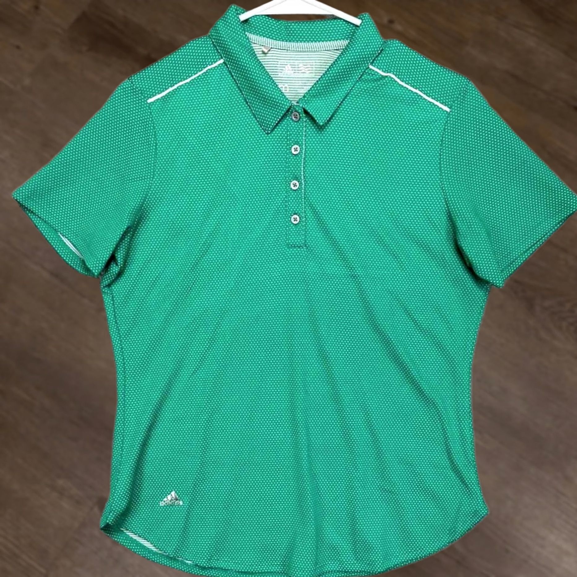 Adidas Adidas Womens Medium Green Dots Golf Athletic Rugby Short Sleeve Polo Shirt Logo Size M / US 6-8 / IT 42-44 - 1 Thumbnail