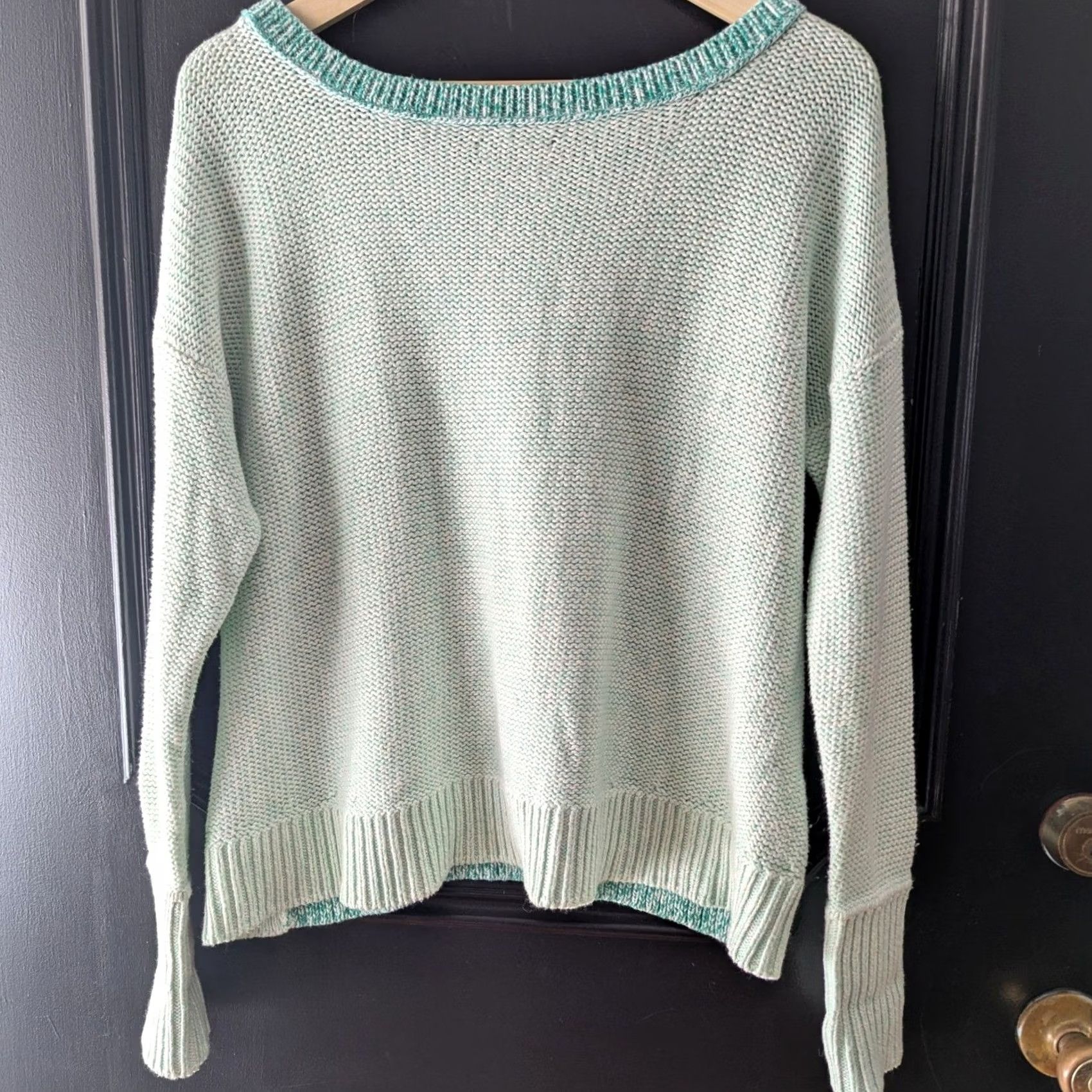 American Eagle Outfitters American Eagle Outfitters Sweater Womens L Mint Green Cable Knit Marled Coastal Pullover Raglan Open-Knit Size L / US 10 / IT 46 - 2 Thumbnail