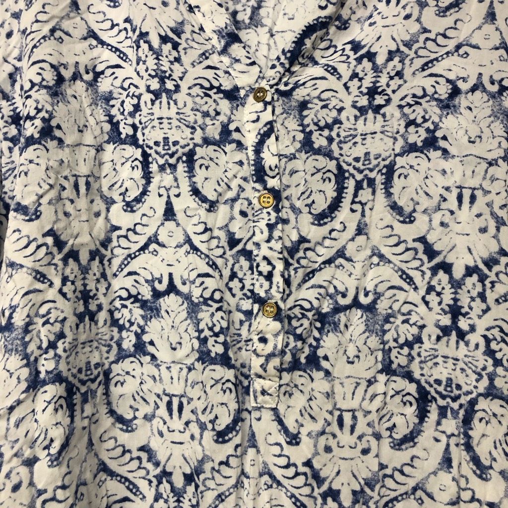 Other Grand & Greene Blue White Geometric Button-Up Blouse, Size X Size XL / US 12-14 / IT 48-50 - 3 Thumbnail