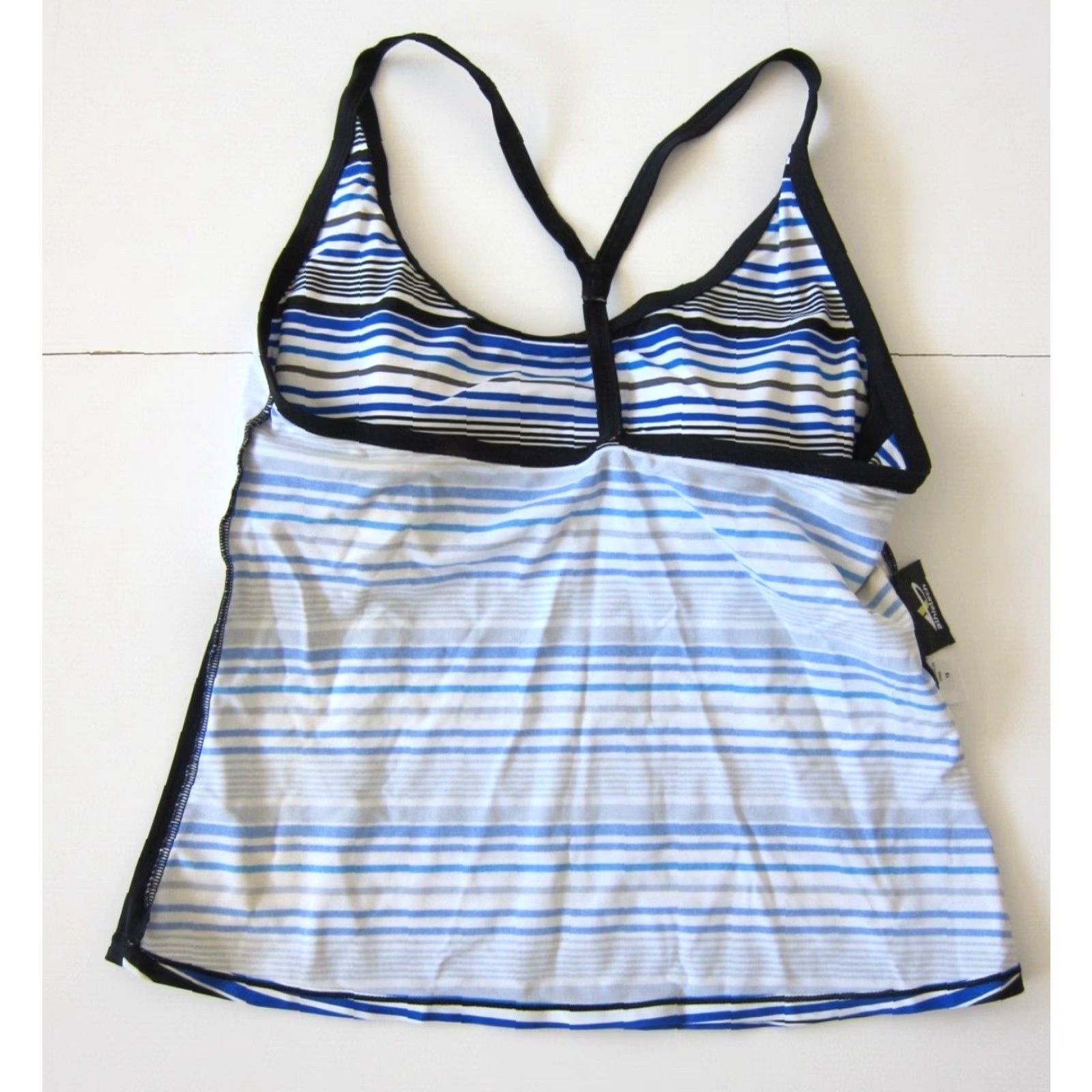 Vintage Athletech Tankini Swim Top Striped Racerback Built In Bra Blue White 18 Womens Size XXL / US 16-18 / IT 52-54 - 3 Thumbnail