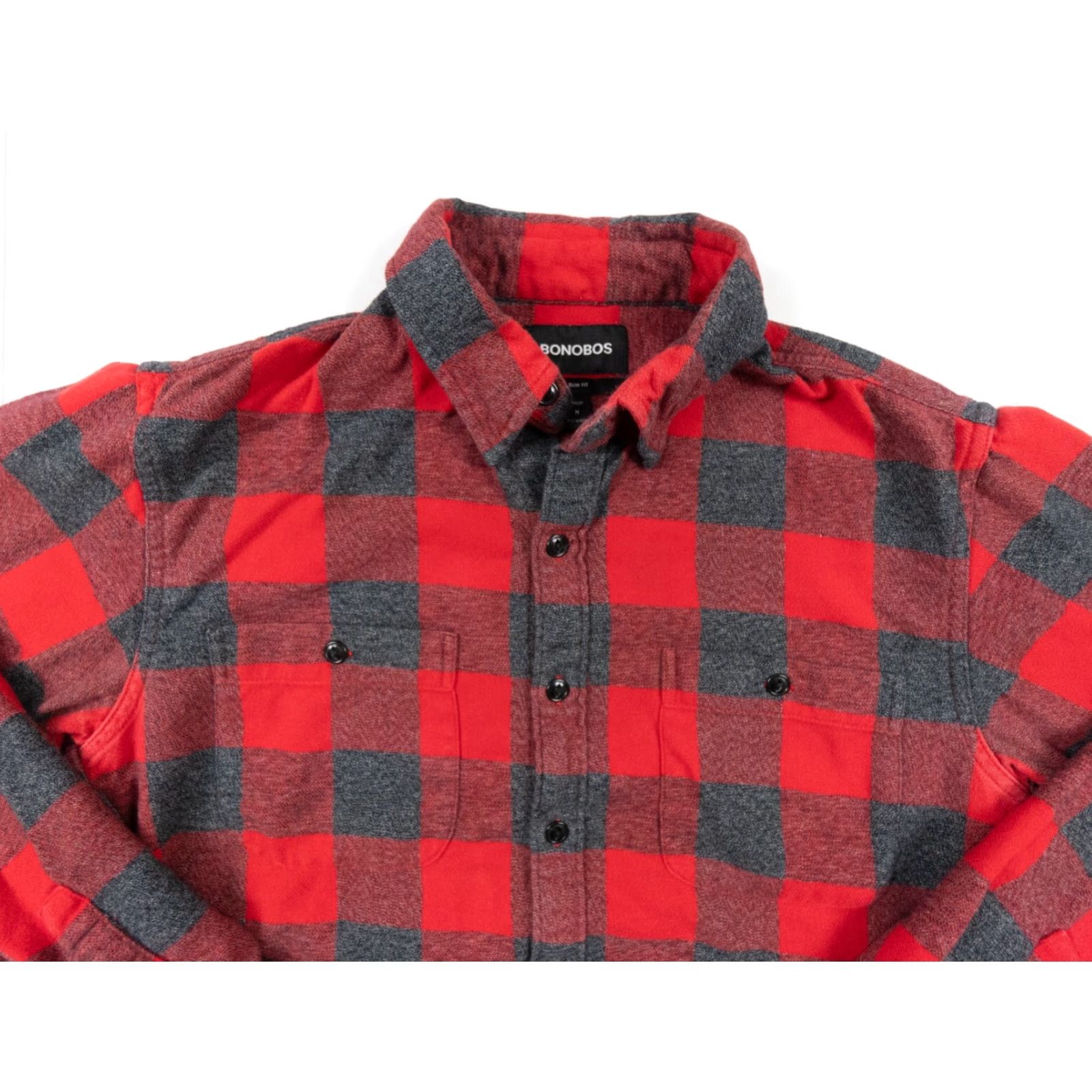 Bonobos Bonobos Men's Long Sleeve Flannel Shirt Medium Red Plaid Slim Fit Button-Up Size US M / EU 48-50 / 2 - 2 Thumbnail