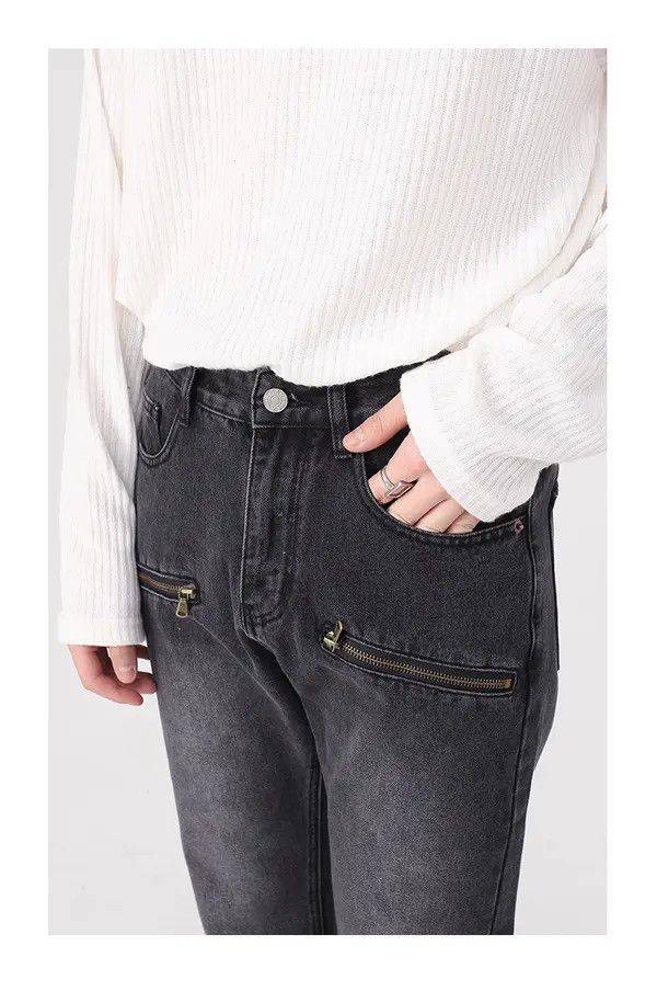 Japanese Brand Trendy mid-rise loose wide-leg straight flared jeans Size US 32 / EU 48 - 4 Thumbnail