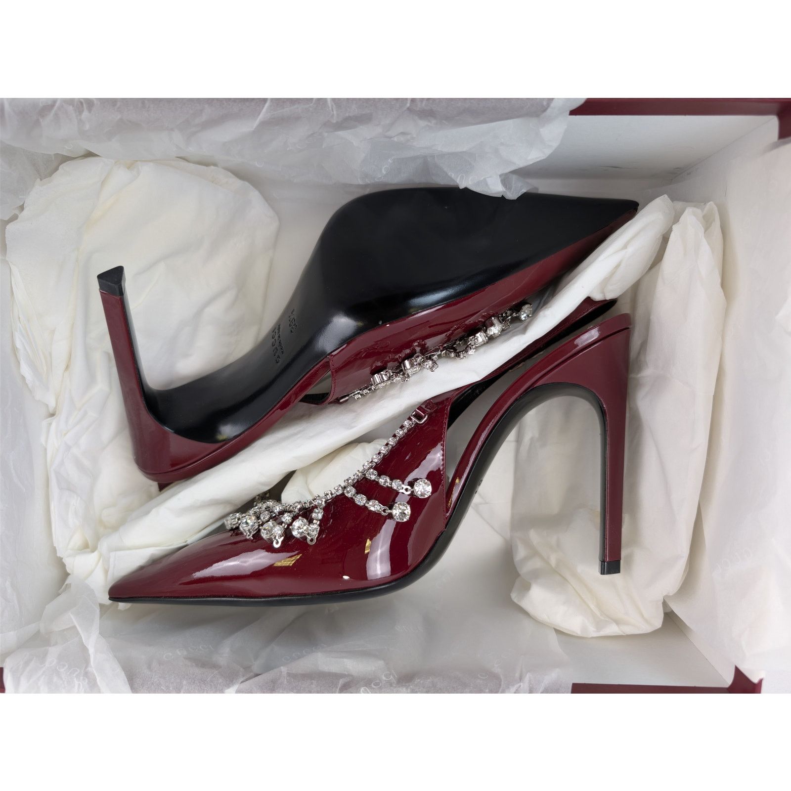 Gucci o1rshd1 Vernice crystal patent leather slingback pump Sandal Size US 9.5 / EU 42-43 - 21 Thumbnail