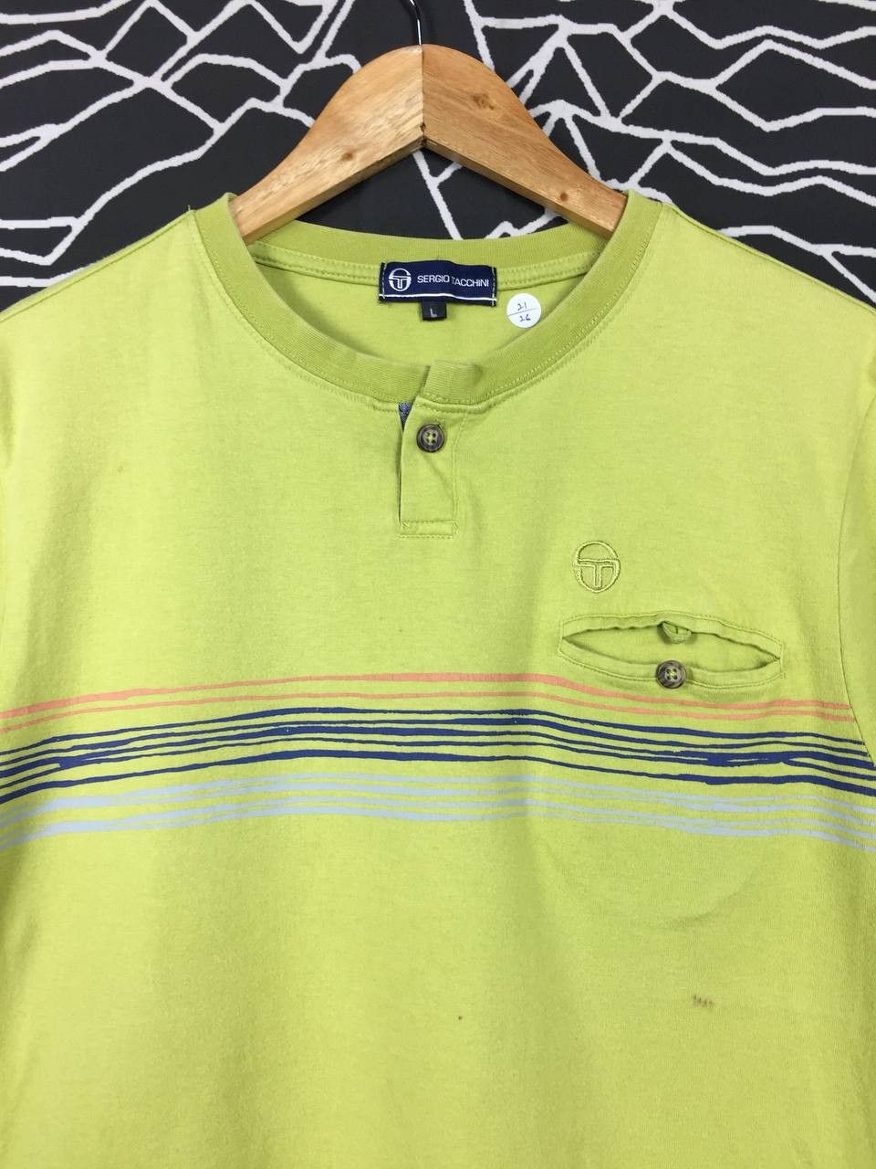 Sergio Tacchini × Vintage Vtg Sergio Tacchini Casual Henley Neck Tee Size US L / EU 52-54 / 3 - 3 Thumbnail