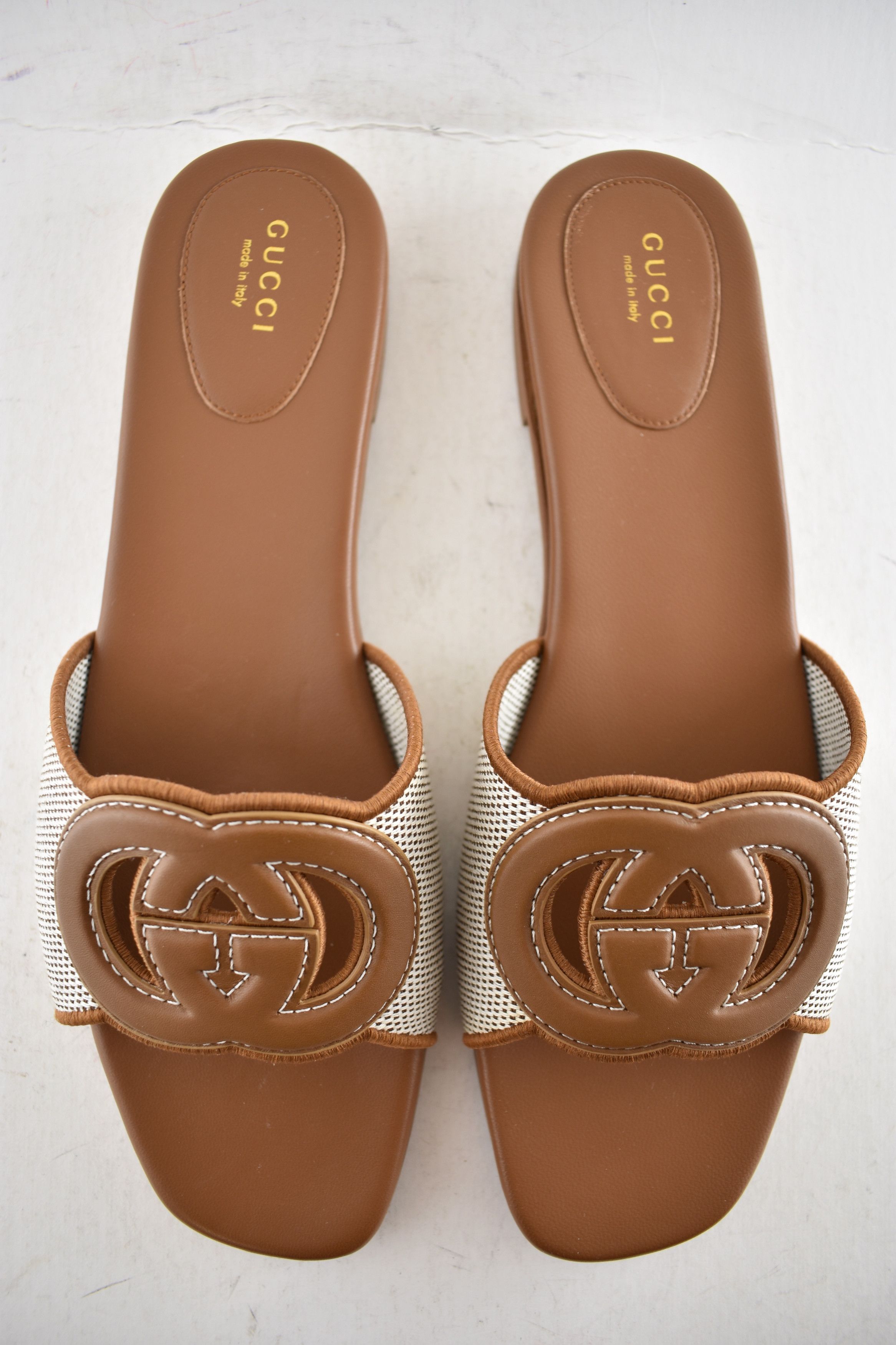 Gucci Gucci GG Interlocking Logo Brown Flat Slide Sandal 42 Size US 12 / IT 42 - 13 Thumbnail