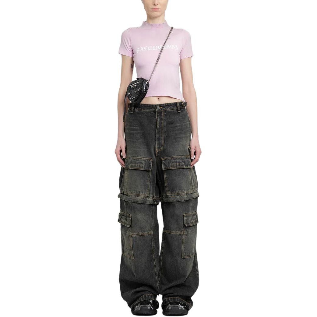 Balenciaga o1tr1nto0725 Gothic Type Shrunk T-Shirt Bodycon Fit in Pink Size XS / US 0-2 / IT 36-38 - 3 Thumbnail