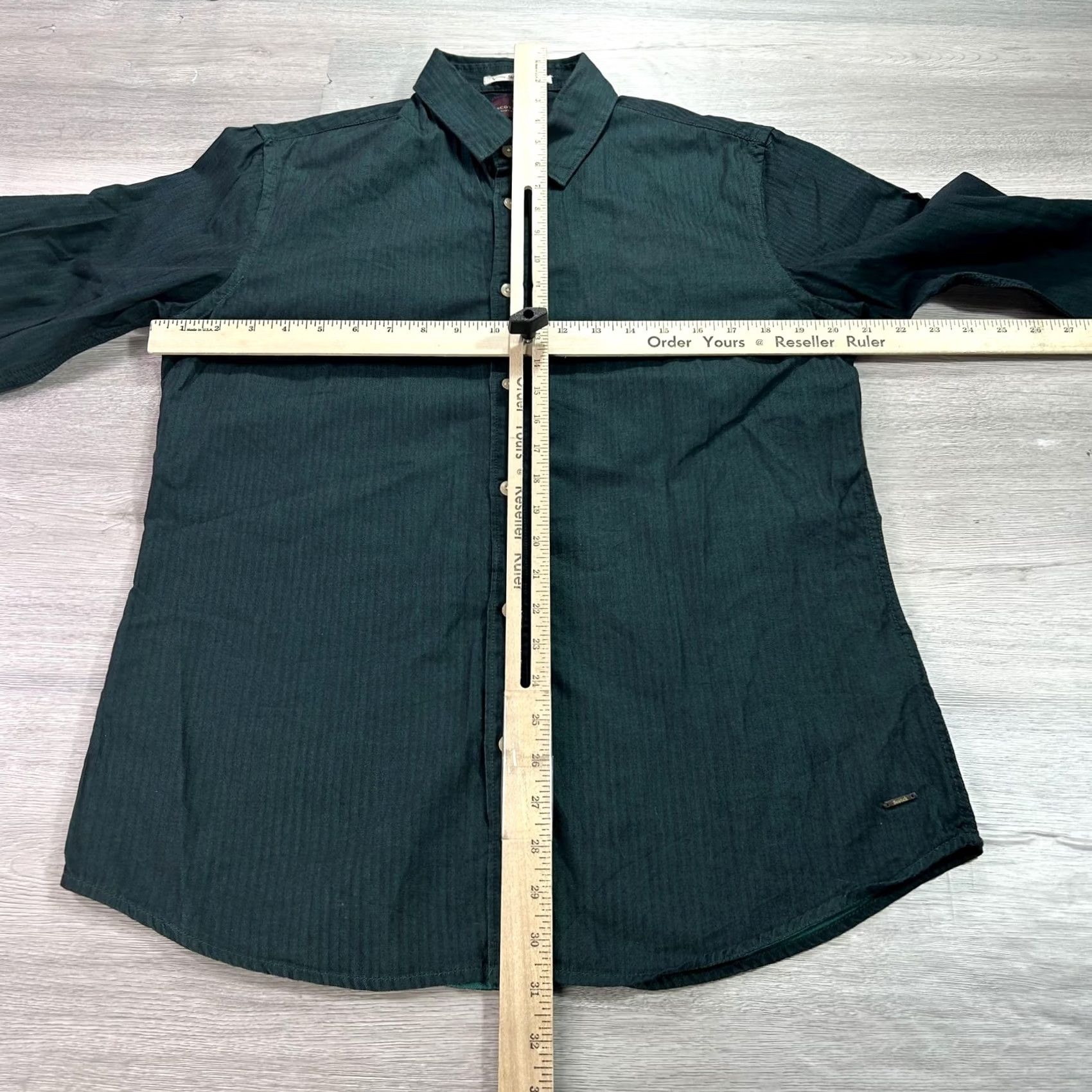 Scotch & Soda Scotch & Soda Shirt Mens L Green Herringbone Button-Down Long Sleeve Casual Size US L / EU 52-54 / 3 - 7 Thumbnail