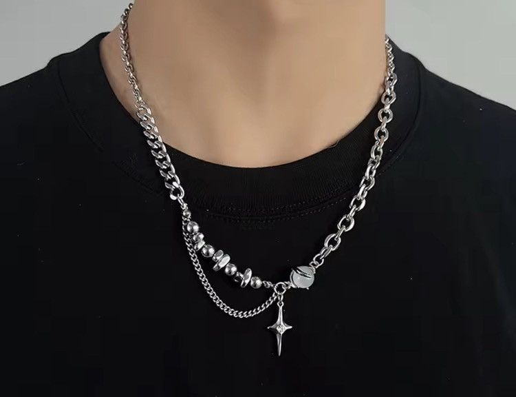 Japanese Brand Star pendant retro punk double layer chain necklace Size ONE SIZE - 3 Thumbnail