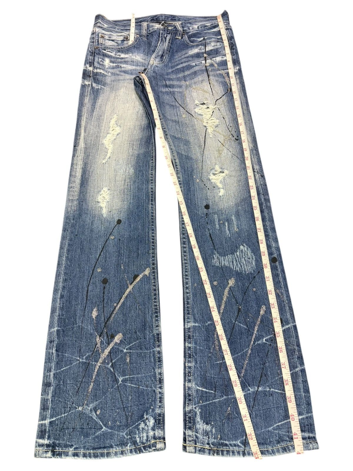 Tornado Mart Vintage Japanese Brand Paint Distress Flare Jeans Size US 29 - 7 Thumbnail