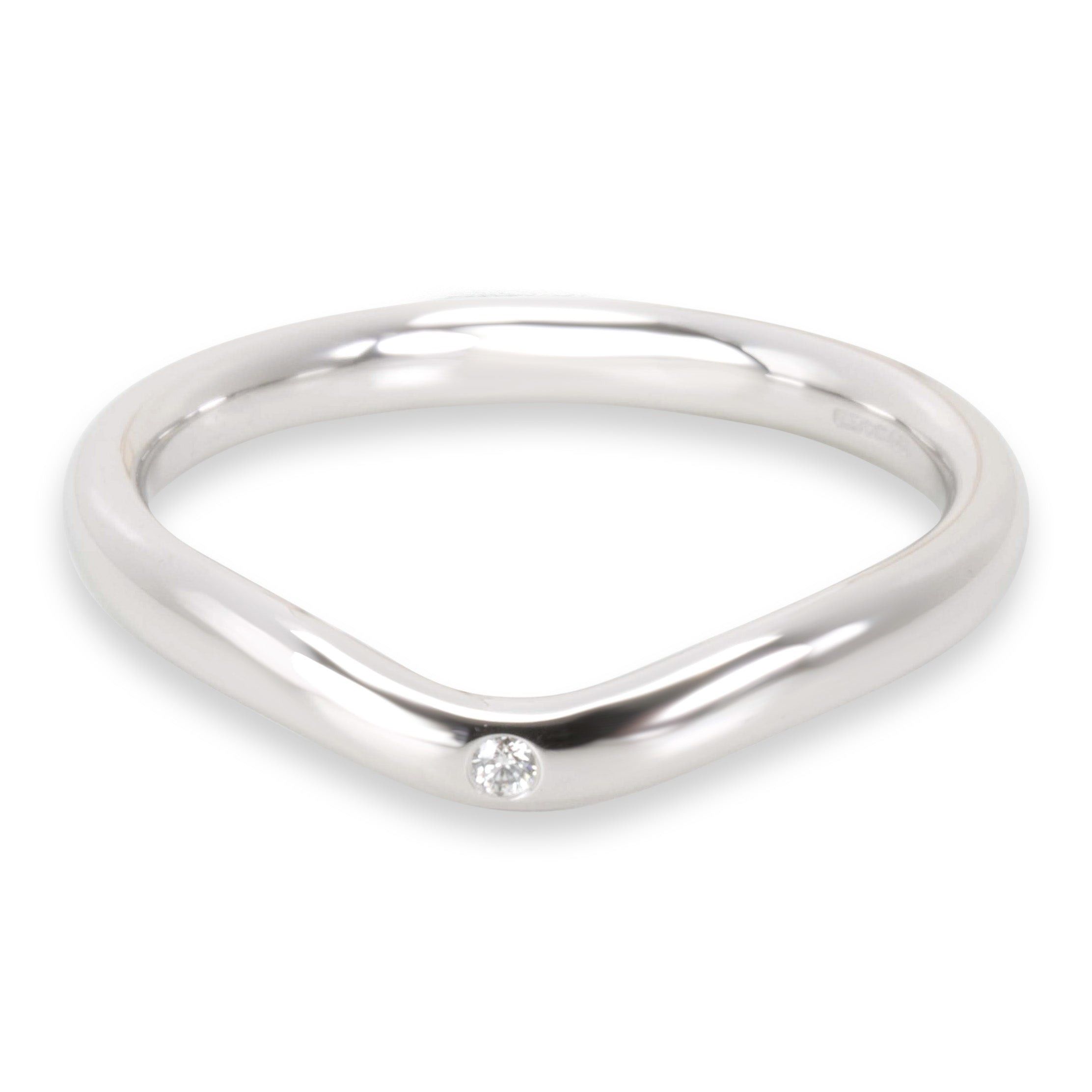 image of Tiffany Co Tiffany & Co. Elsa Peretti Curved Diamond Band In Platinum 0.01 Ctw in Silver, Women's