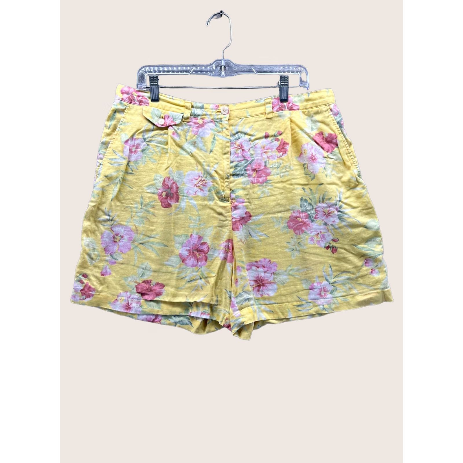 Ralph Lauren VINTAGE? No. Lauren Ralph Lauren Shorts Womens 16 Yellow Linen Chino Floral 6 Inseam Casual Size 38" / US 16 / IT 52 - 1 Thumbnail