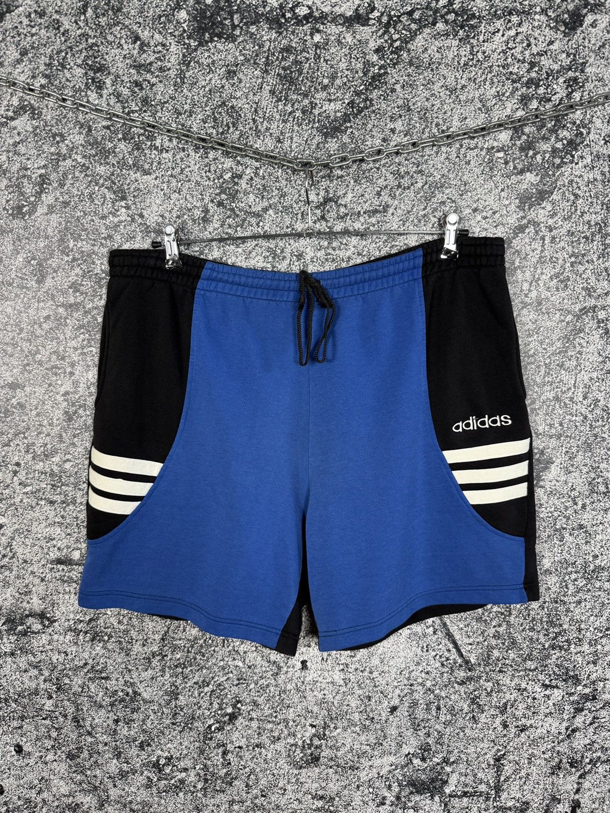 Adidas Adidas Vintage 90s Cotton Shorts Retro Black Blue Size XL Size US 38 / EU 54 - 1 Thumbnail