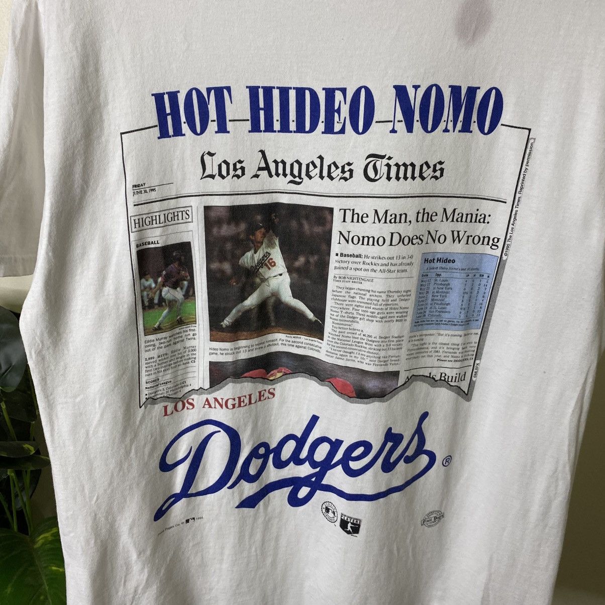 MLB Vintage 1990s Hideo Nomo LA Dodgers MLB Baseball T Shirt Size US L / EU 52-54 / 3 - 2 Thumbnail