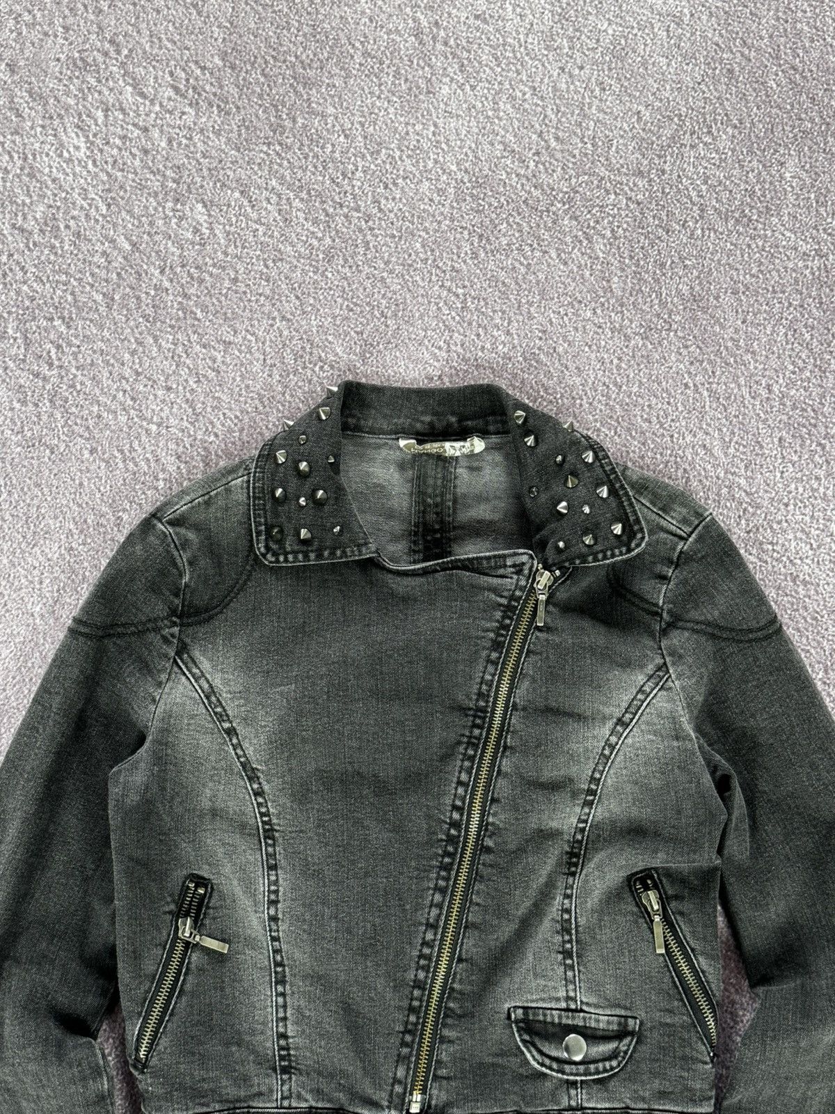Japanese Brand 00s Aesthetic Grunge Punk Faded Assymetric Zip Jacket Size S / US 4 / IT 40 - 3 Thumbnail
