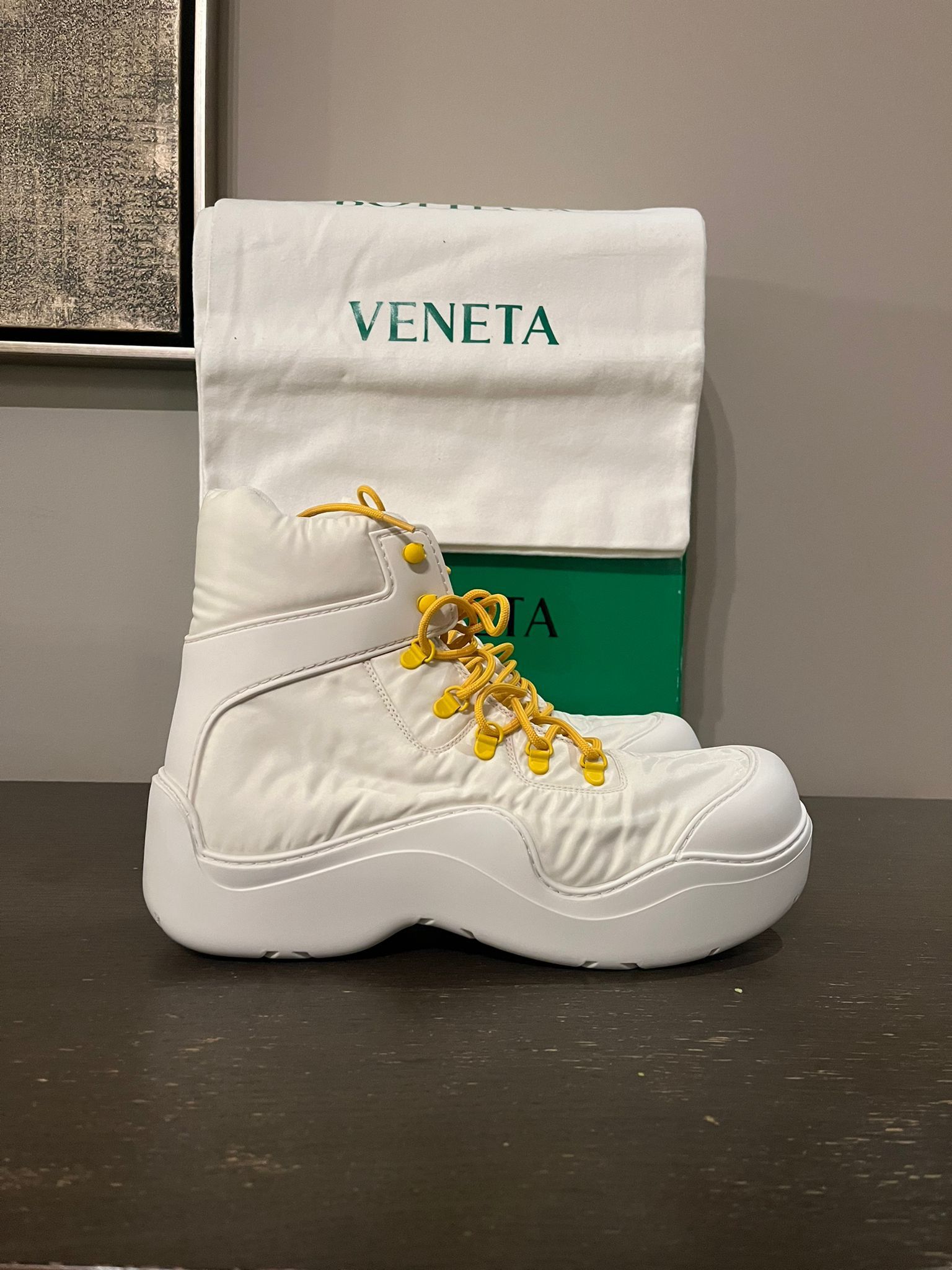 Bottega Veneta o1rshd1 Puddle Bomber Boots in String / Egg Yolk Size US 13 / EU 46 - 7 Thumbnail