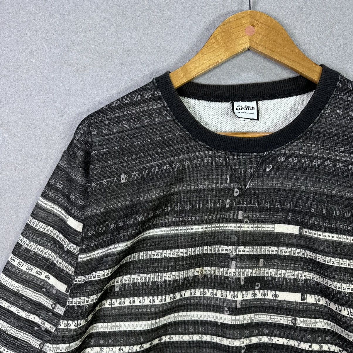 Jean Paul Gaultier Vintage Jean Paul Gaultier Striped Cropped Sweatshirt Size US M / EU 48-50 / 2 - 2 Thumbnail