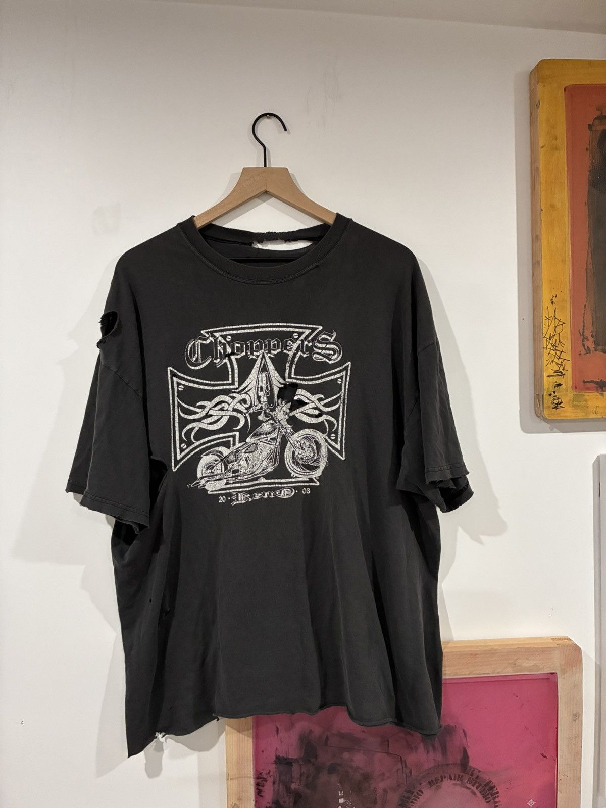Vintage Thrashed, West Coast chopper style biker T-shirt Size US XL / EU 56 / 4 - 1 Thumbnail