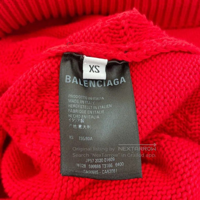 Balenciaga Balenciaga Red Knit Logo Top Size US XS / EU 42 / 0 - 7 Thumbnail