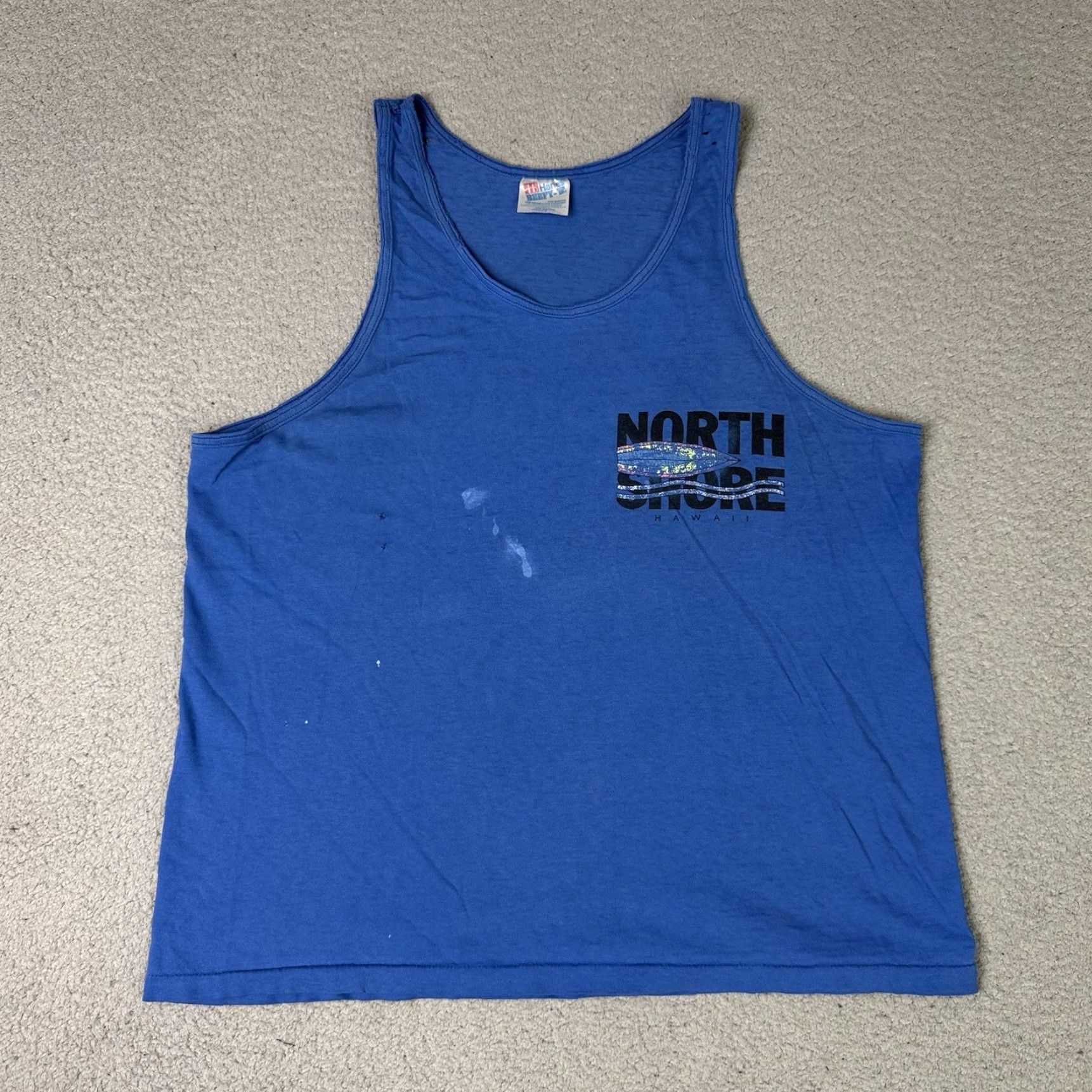 Hanes VINTAGE North Shore Tank Top Mens Large Blue USA Hawaii Surfing Rare Hanes Shirt Size US L / EU 52-54 / 3 - 3 Thumbnail