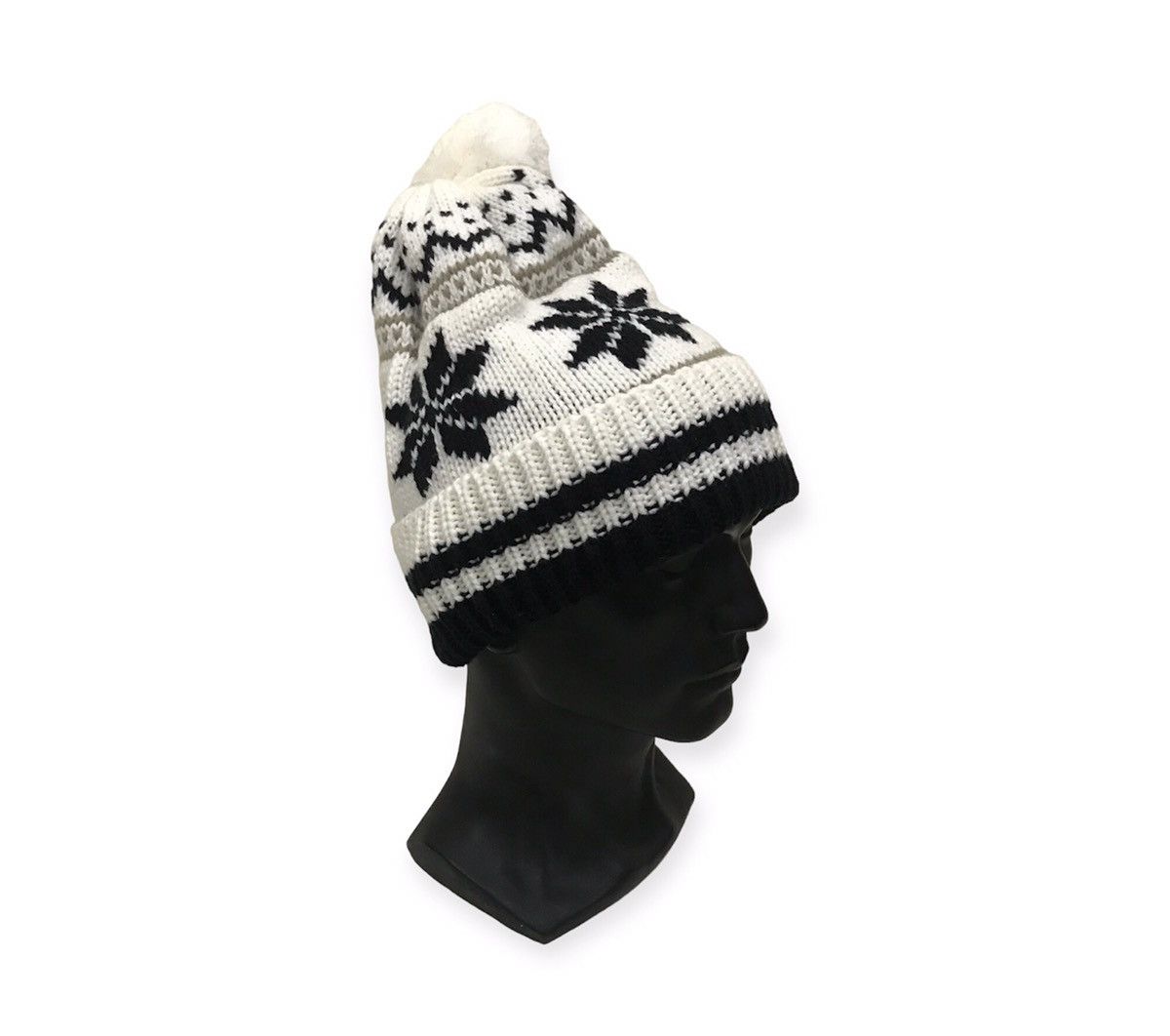 image of Navajo Design Beanie Hat in White, Men's