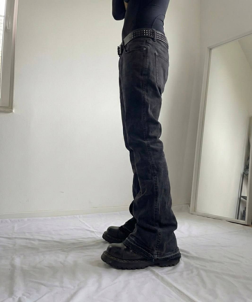 Japanese Brand Custom Black Baggy Distressed Jeans Painted Wide Leg Size US 31 - 4 Thumbnail