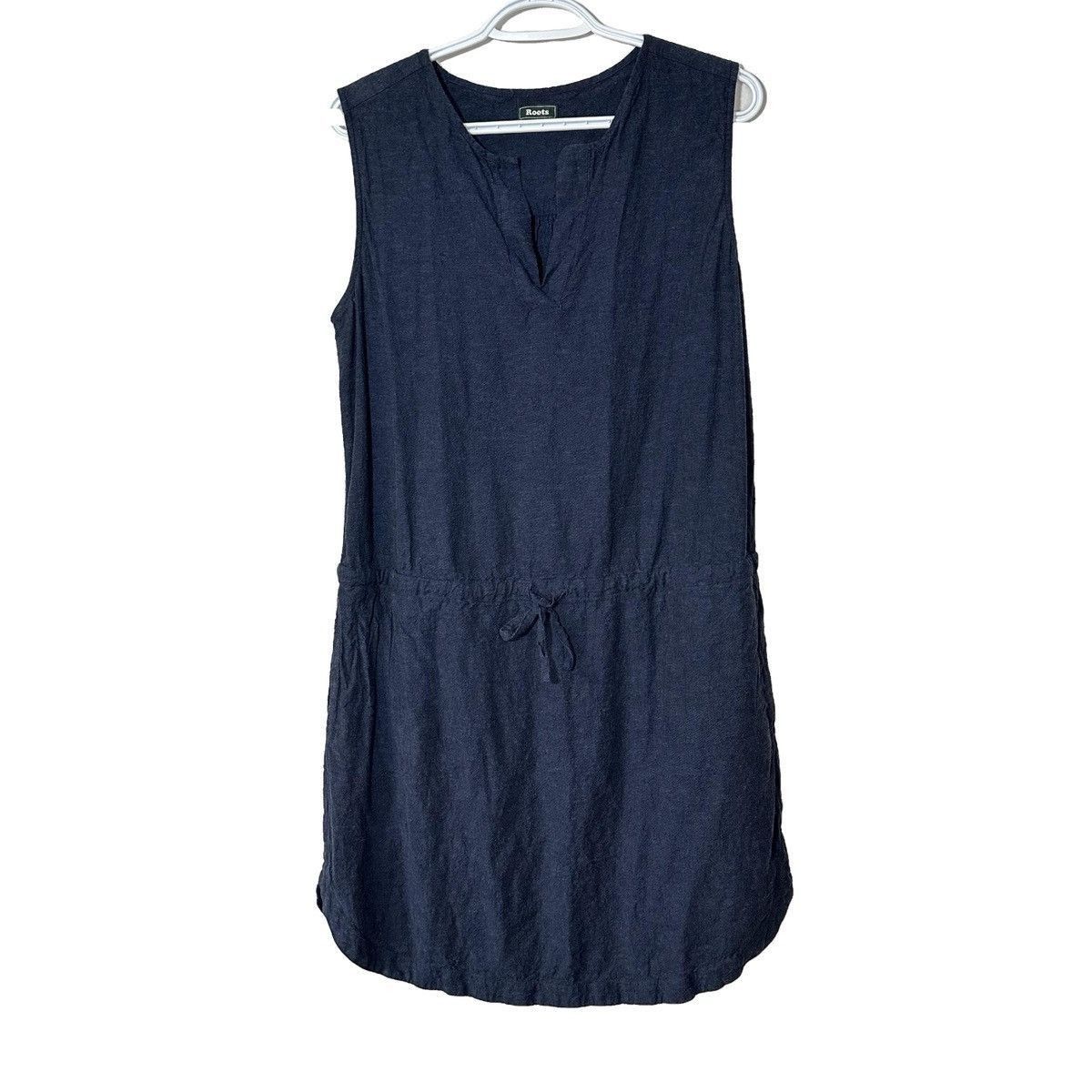 Roots Roots Linen Navy Sleeveless Dress Drawstring Waist Medium Size M / US 6-8 / IT 42-44 - 1 Thumbnail
