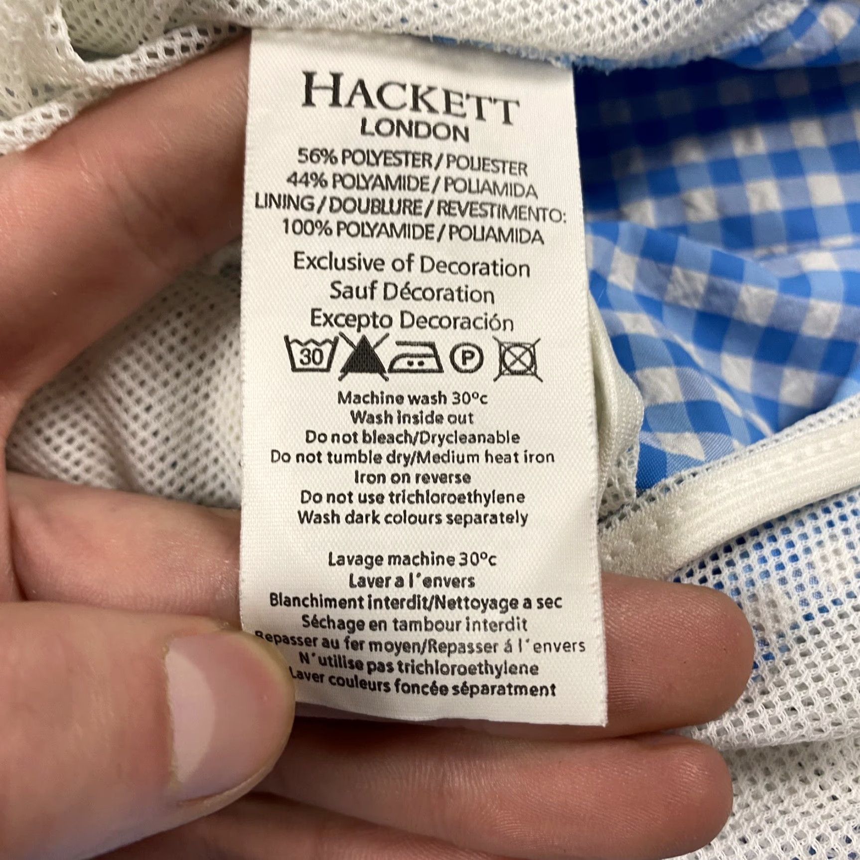 Hackett Hackett London Mens XL Seersucker Plaid Swim Shorts Trunks 6.5" Drawstring Beach Size US 36 / EU 52 - 5 Thumbnail