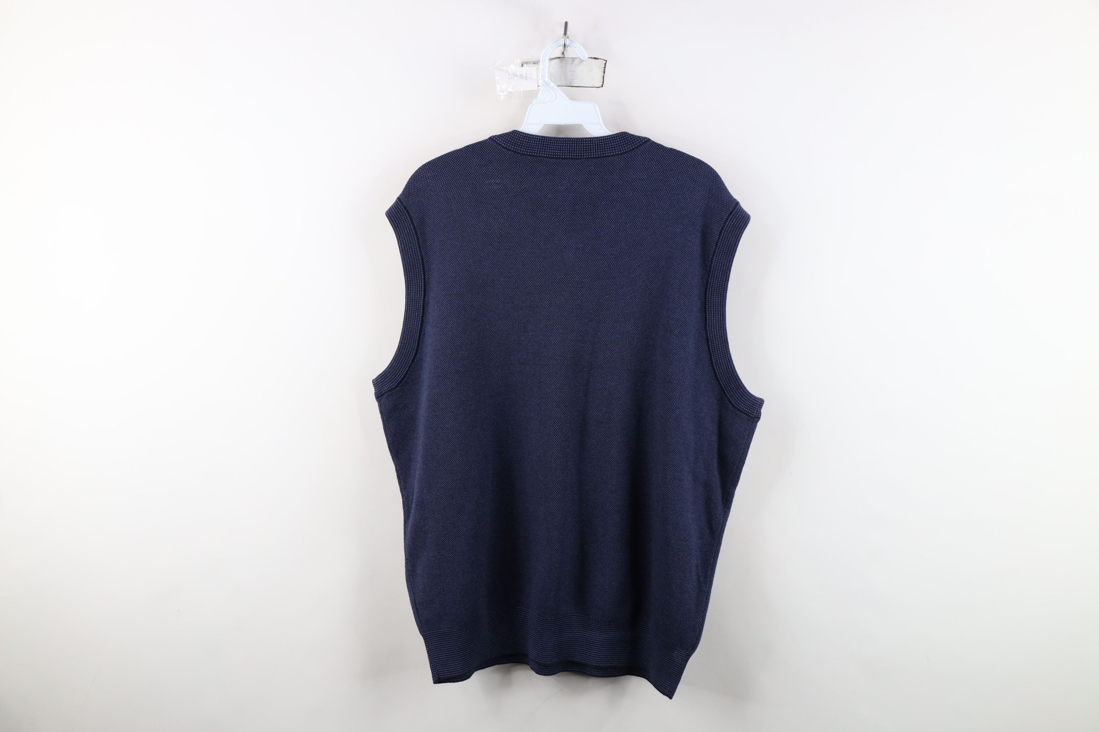 Vintage Vintage 90s Streetwear Blank Thermal Knit Sweater Vest Blue Size US L / EU 52-54 / 3 - 10 Thumbnail