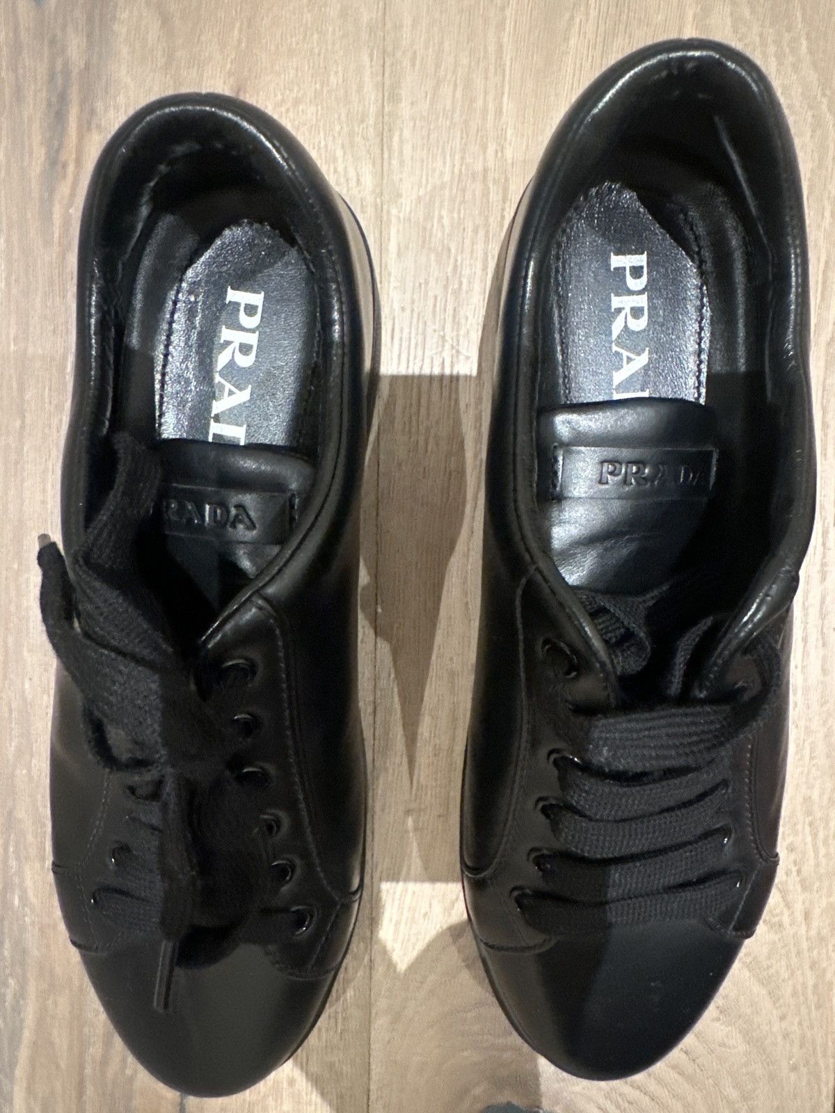 Prada $650 Prada Leather Low-Top Sneakers Black Size 39 US 8 Size US 8 / IT 38 - 4 Thumbnail