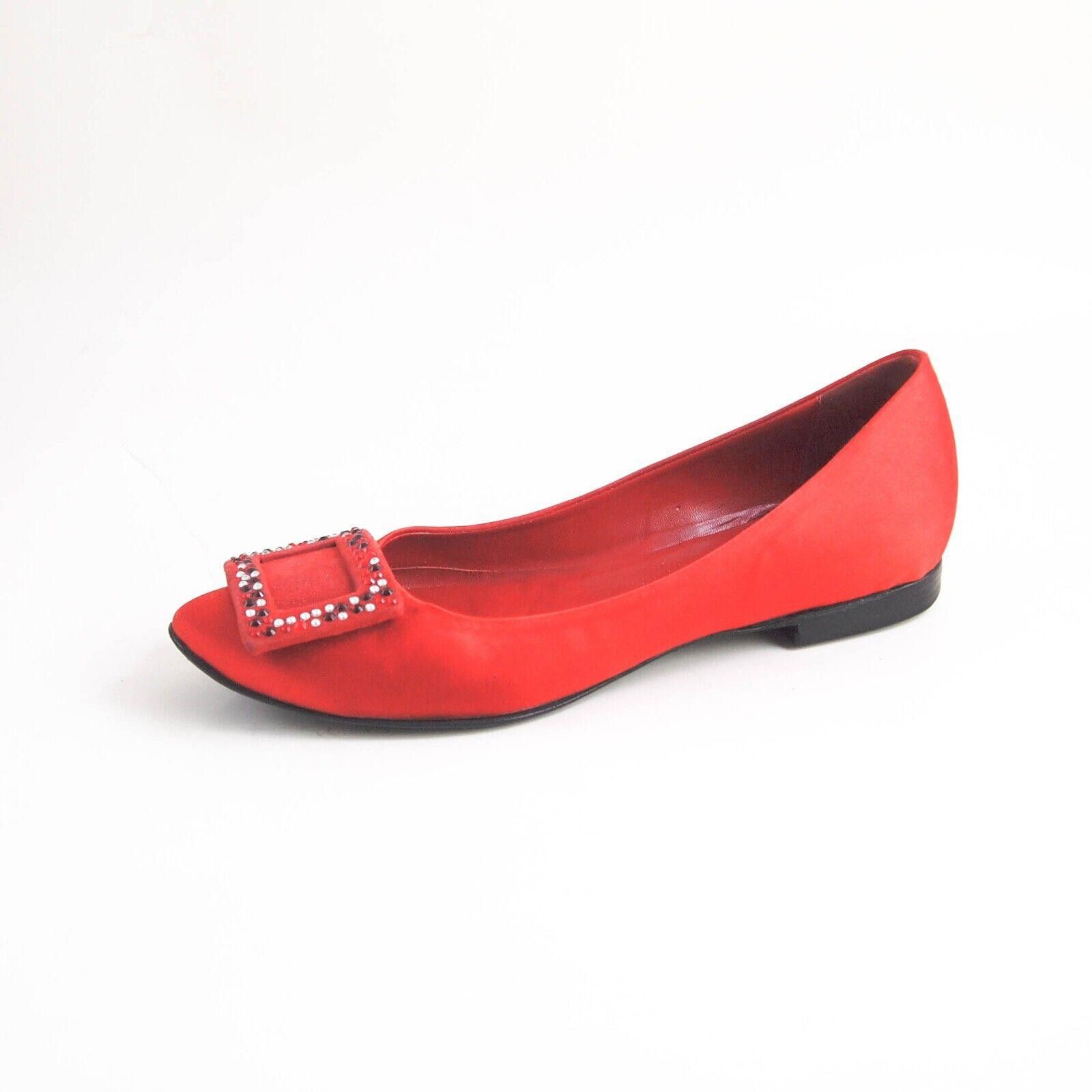 Designer Mauro Volponi Flats Loafers Red Satin Suede US 9 EU 39 Size US 9 / IT 39 - 2 Thumbnail