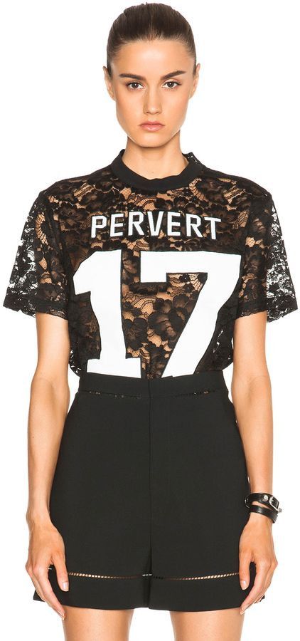 Givenchy Black Embroidered Pervert 17 Lace T-Shirt Size US M / EU 48-50 / 2 - 3 Thumbnail