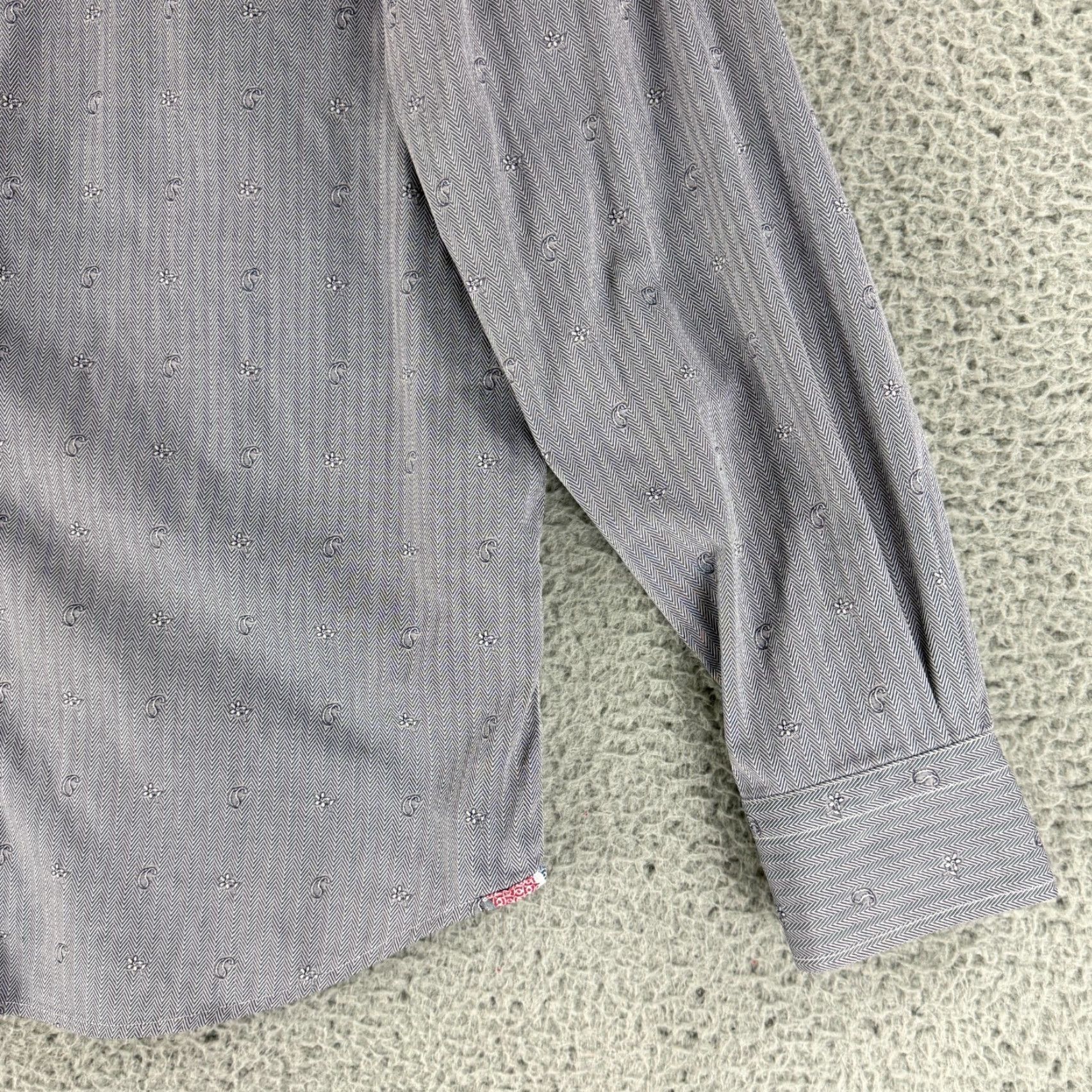 Robert Graham Robert Graham Modern American Button-Up Shirt Men L Tailored Herringbone Gray Cotton Long Sleeve Casual Party/Cocktail Travel Brown? Size US L / EU 52-54 / 3 - 3 Thumbnail