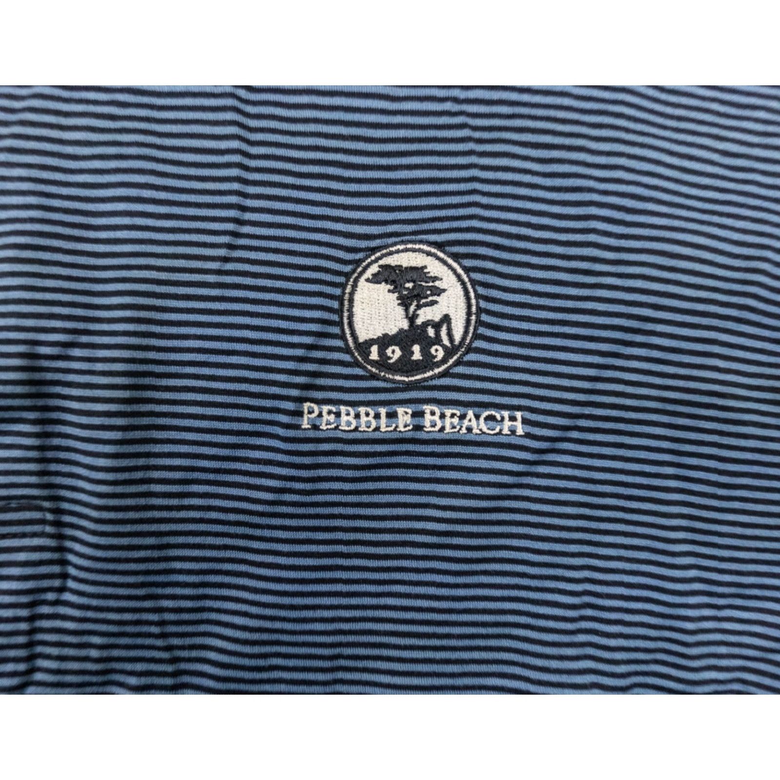 Vintage Pebble Beach Polo Shirt Adult Large Blue Striped Short Sleeve Golf Mens Size US L / EU 52-54 / 3 - 3 Thumbnail