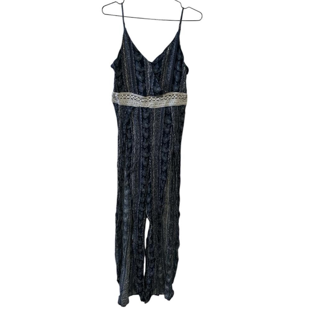 Designer Blue and White Paisley Print Jumpsuit Size 36" / US 14 / IT 50 - 1 Thumbnail