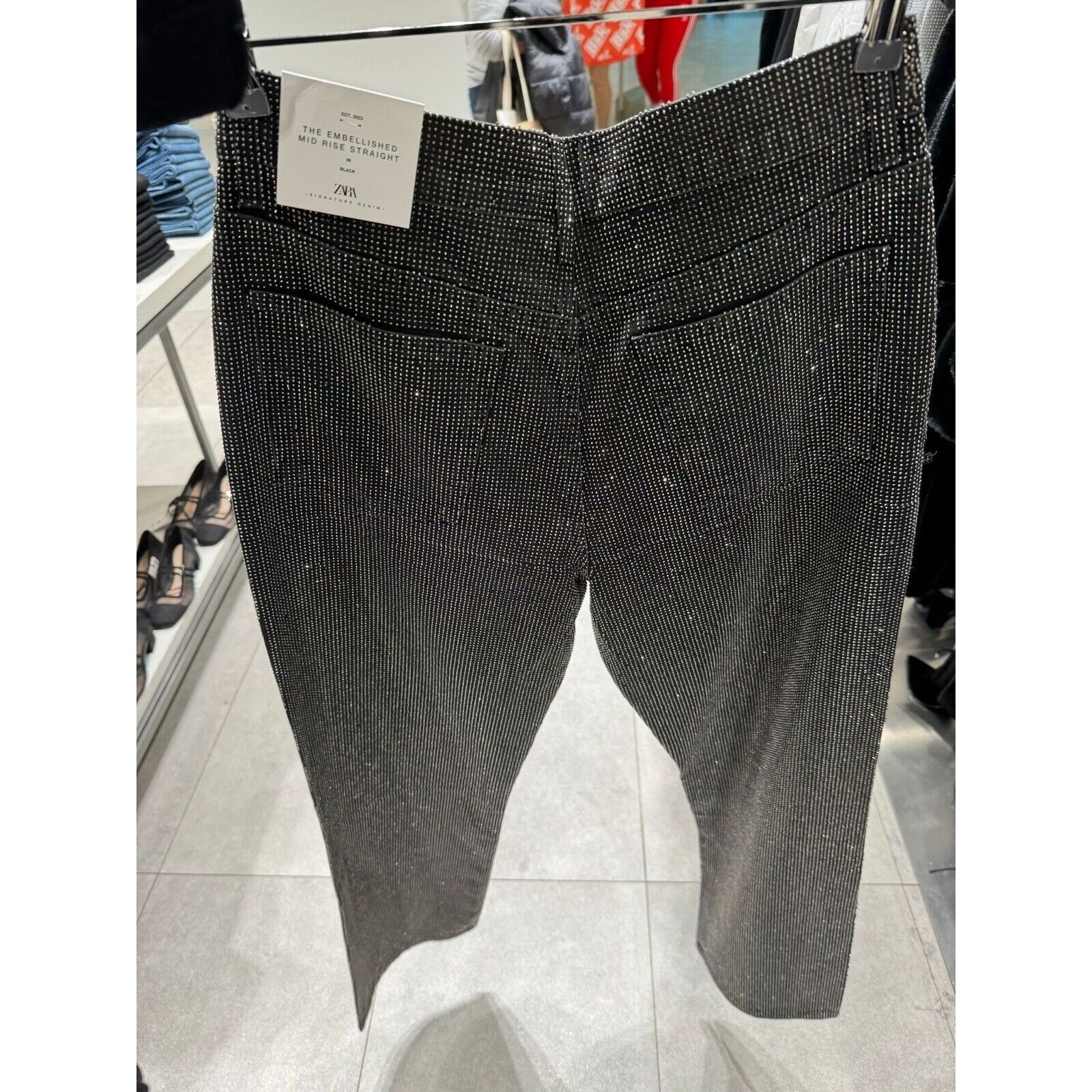 Zara ZARA STRAIGHT-LEG MID-RISE RHINESTONE JEANS REF. 3991