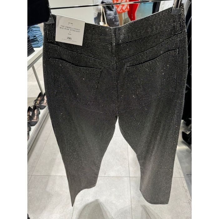 Zara ZARA STRAIGHT-LEG MID-RISE RHINESTONE JEANS REF. 3991/240